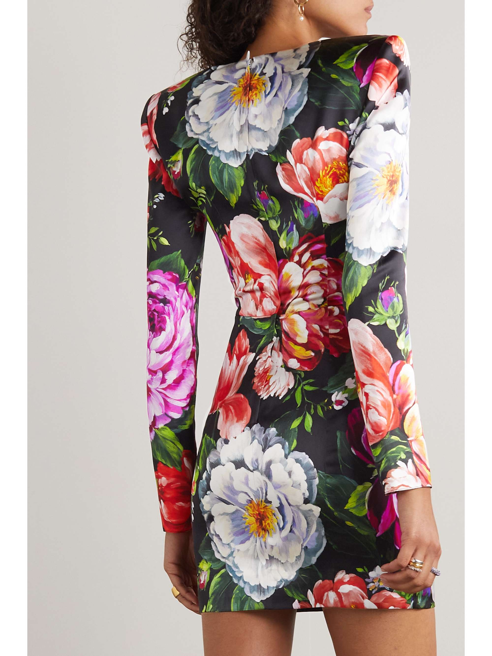 DOLCE&GABBANA 花卉印花女公爵缎迷你连衣裙