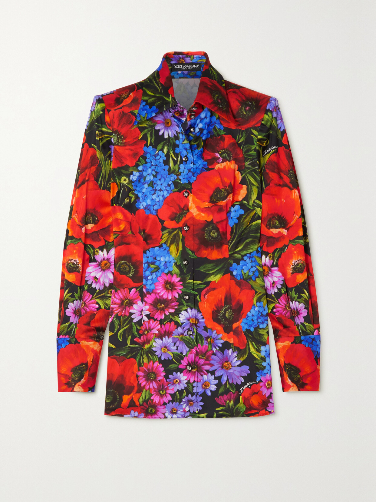 DOLCE & GABBANA FLORAL-PRINT SATIN SHIRT