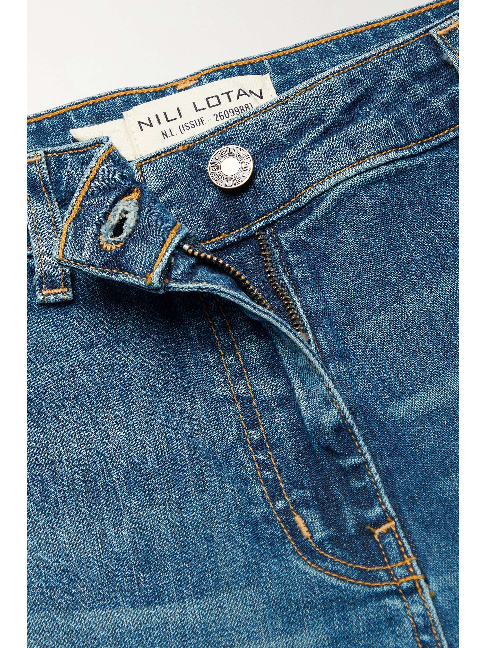 NILI LOTAN Megan distressed high-rise wide-leg jeans