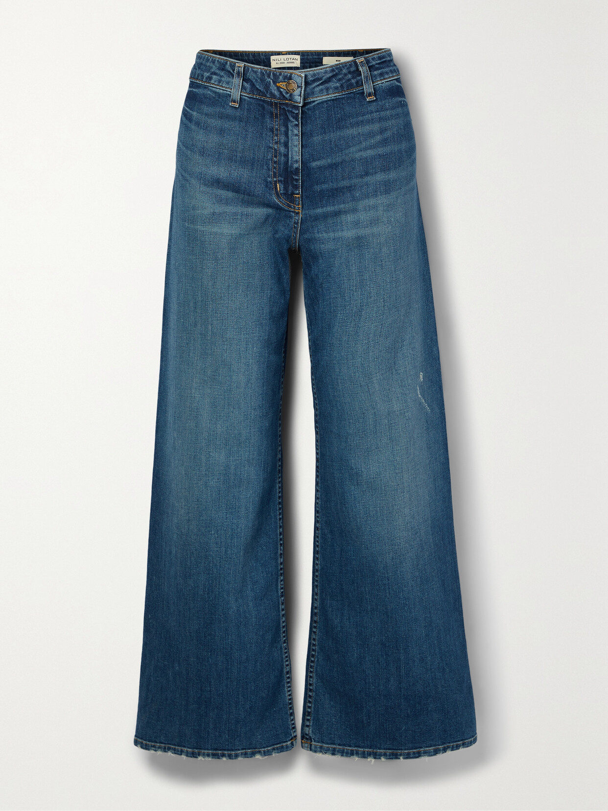 Shop Nili Lotan Megan High-rise Wide-leg Jeans In Blue