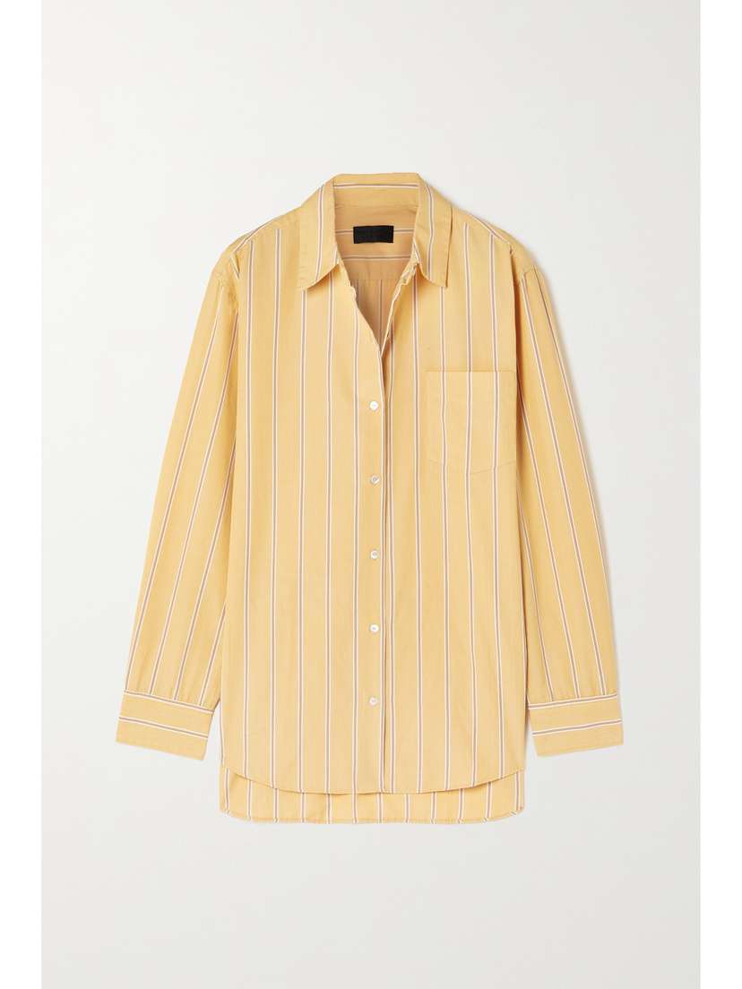 Nili Lotan Kristen Striped Cotton-blend Poplin Shirt - x small