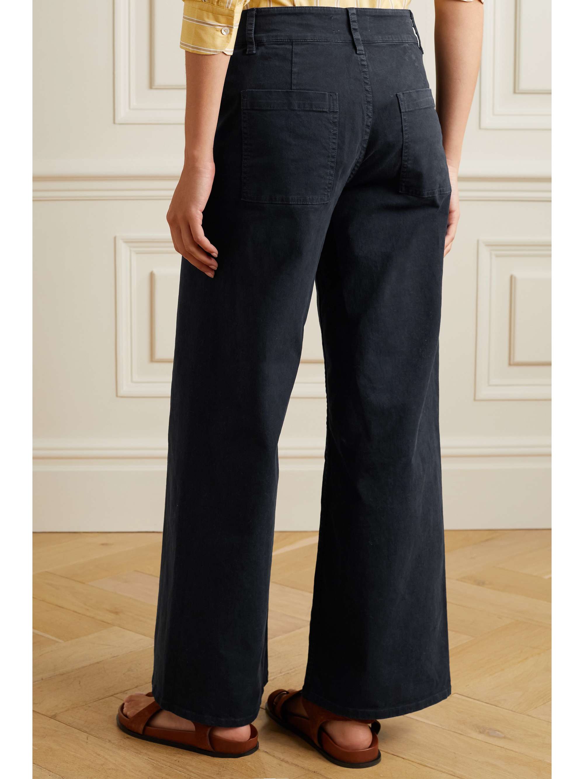 NILI LOTAN Megan cotton-blend twill wide-leg pants