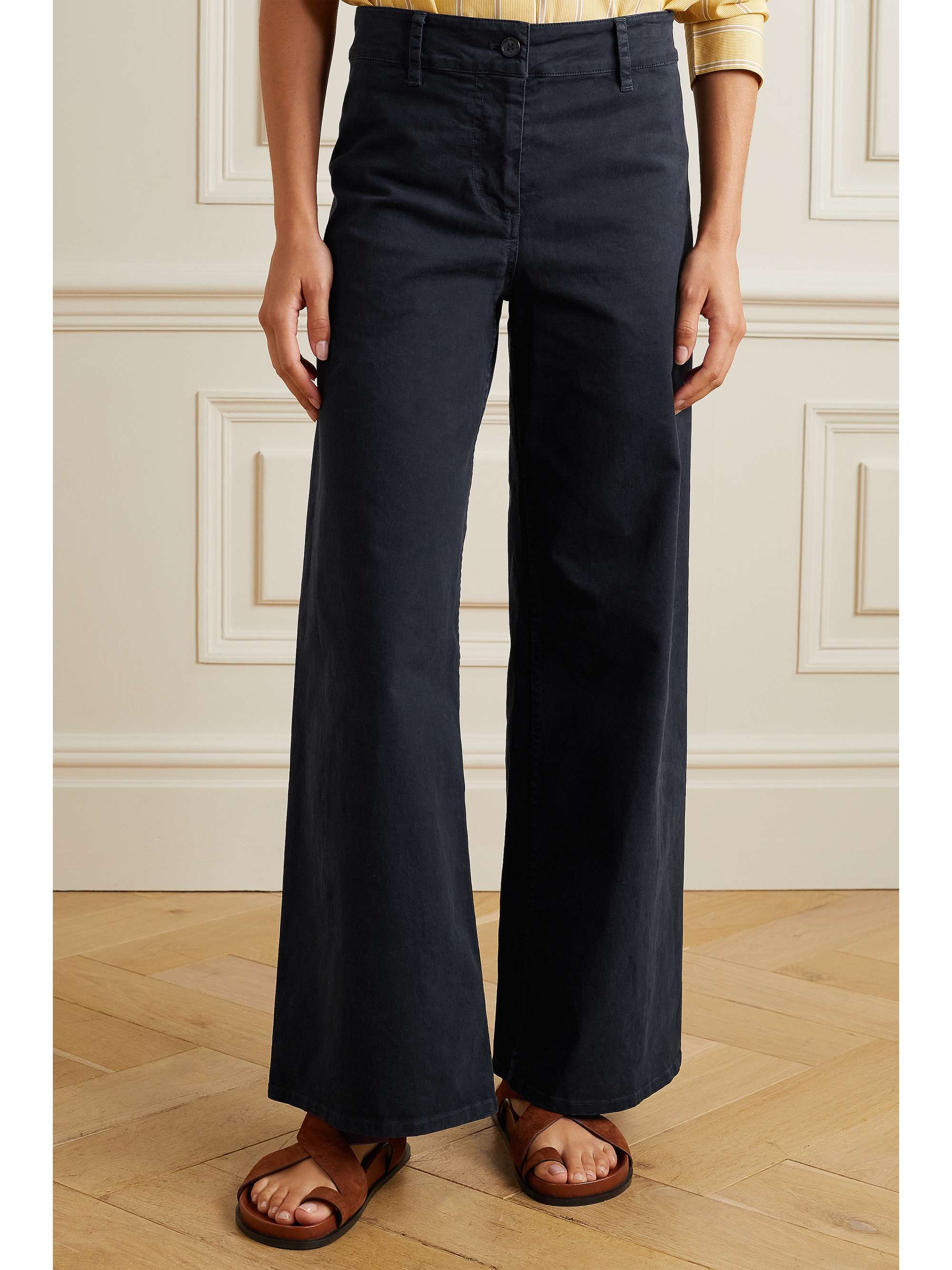 NILI LOTAN Megan cotton-blend twill wide-leg pants
