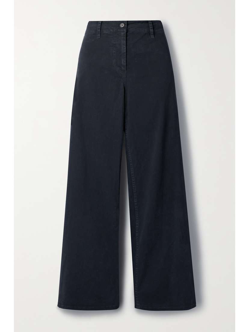 Nili Lotan Megan Cotton-blend Twill Wide-leg Pants