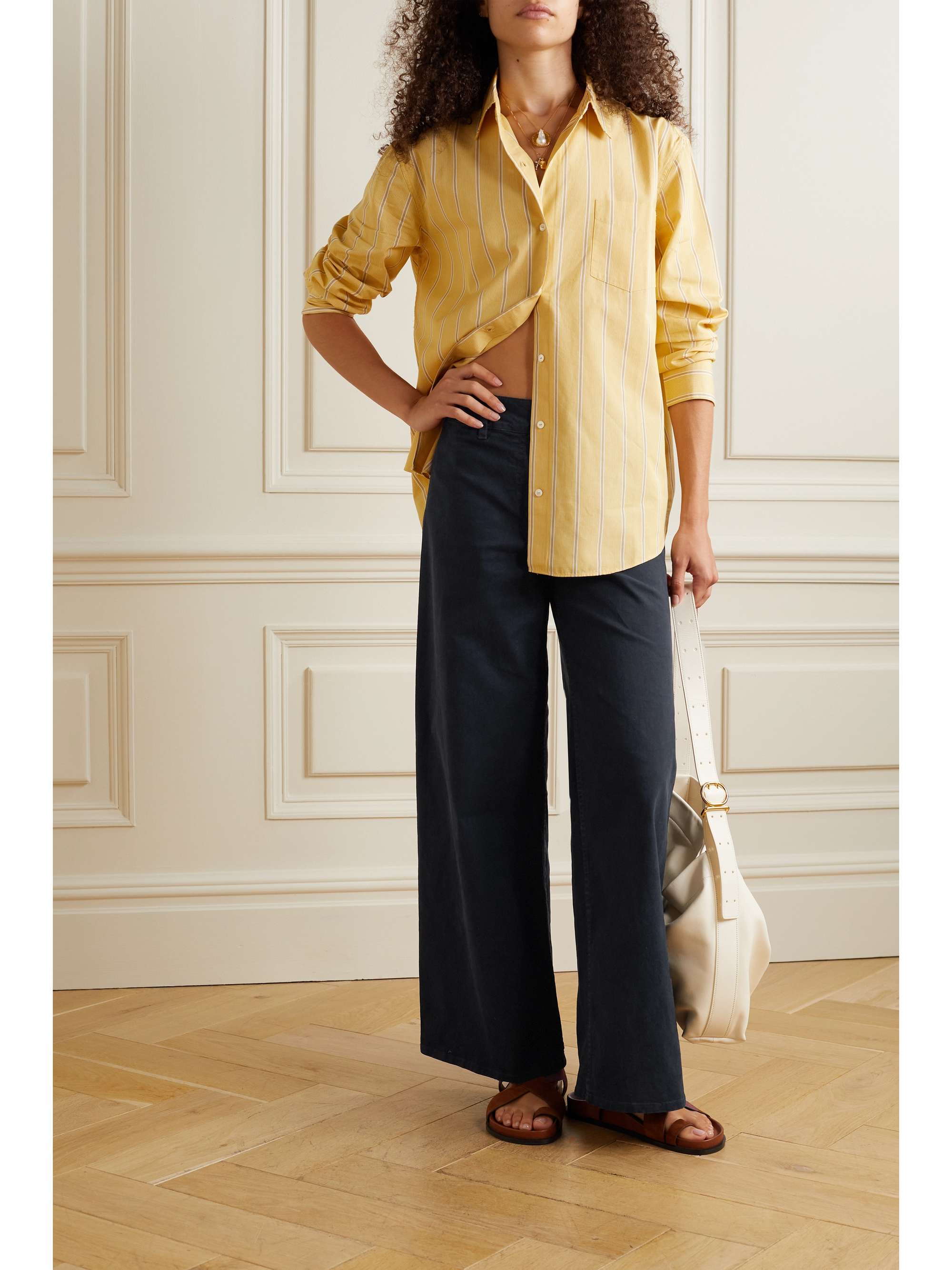 NILI LOTAN Megan cotton-blend twill wide-leg pants