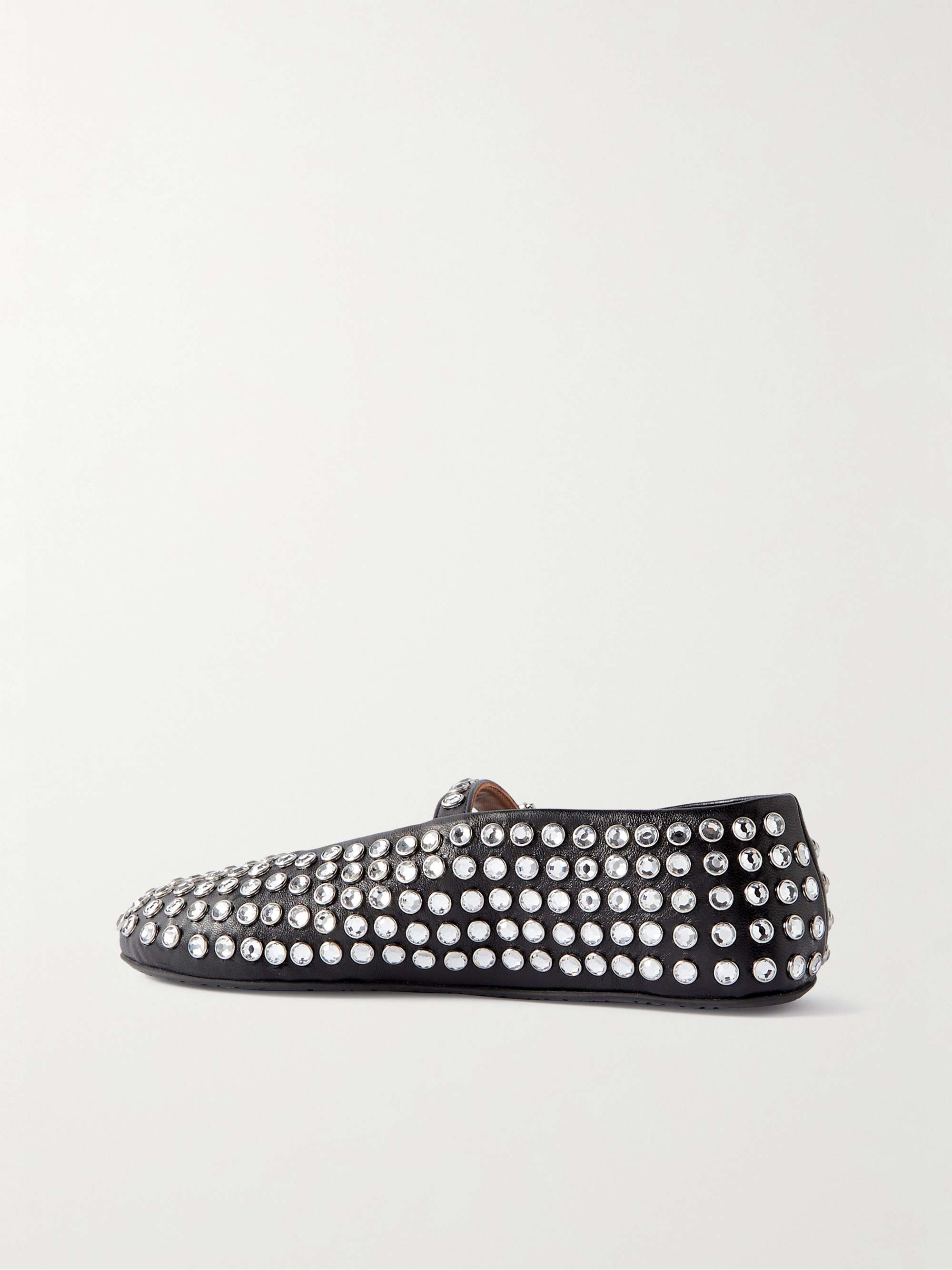 ALAÏA Crystal-embellished leather ballet flats