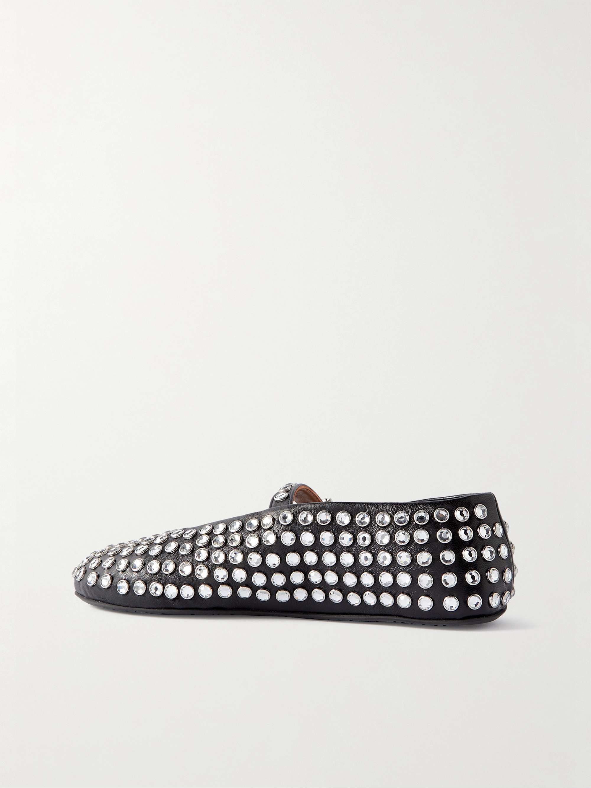 ALAÏA Crystal-embellished leather ballet flats | NET-A-PORTER