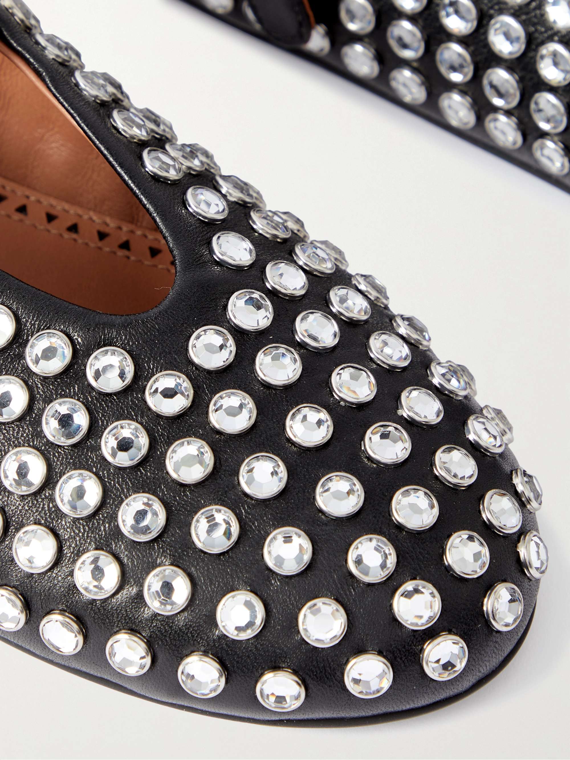ALAÏA Crystal-embellished leather ballet flats