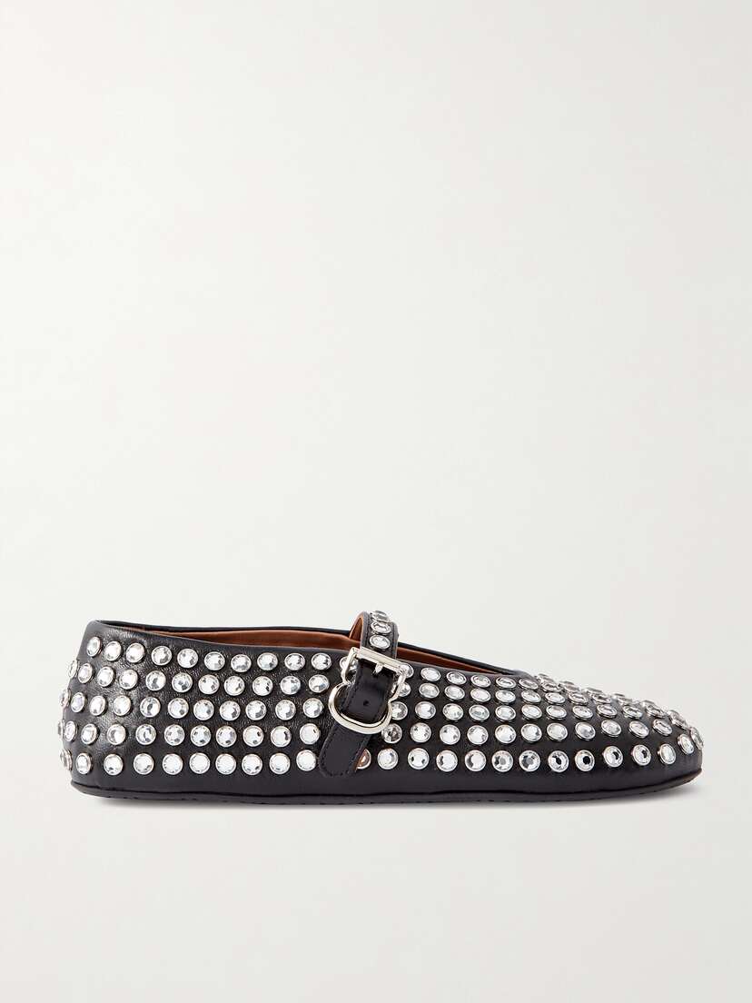 Alaïa Crystal-embellished Leather Ballet Flats