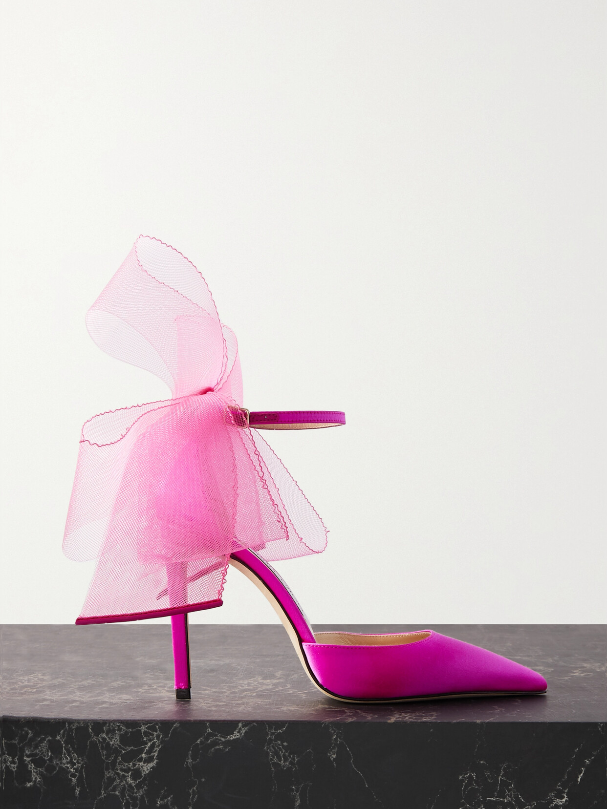 Shop Jimmy Choo Averly 100 Bow-detailed Satin Pumps In Pink