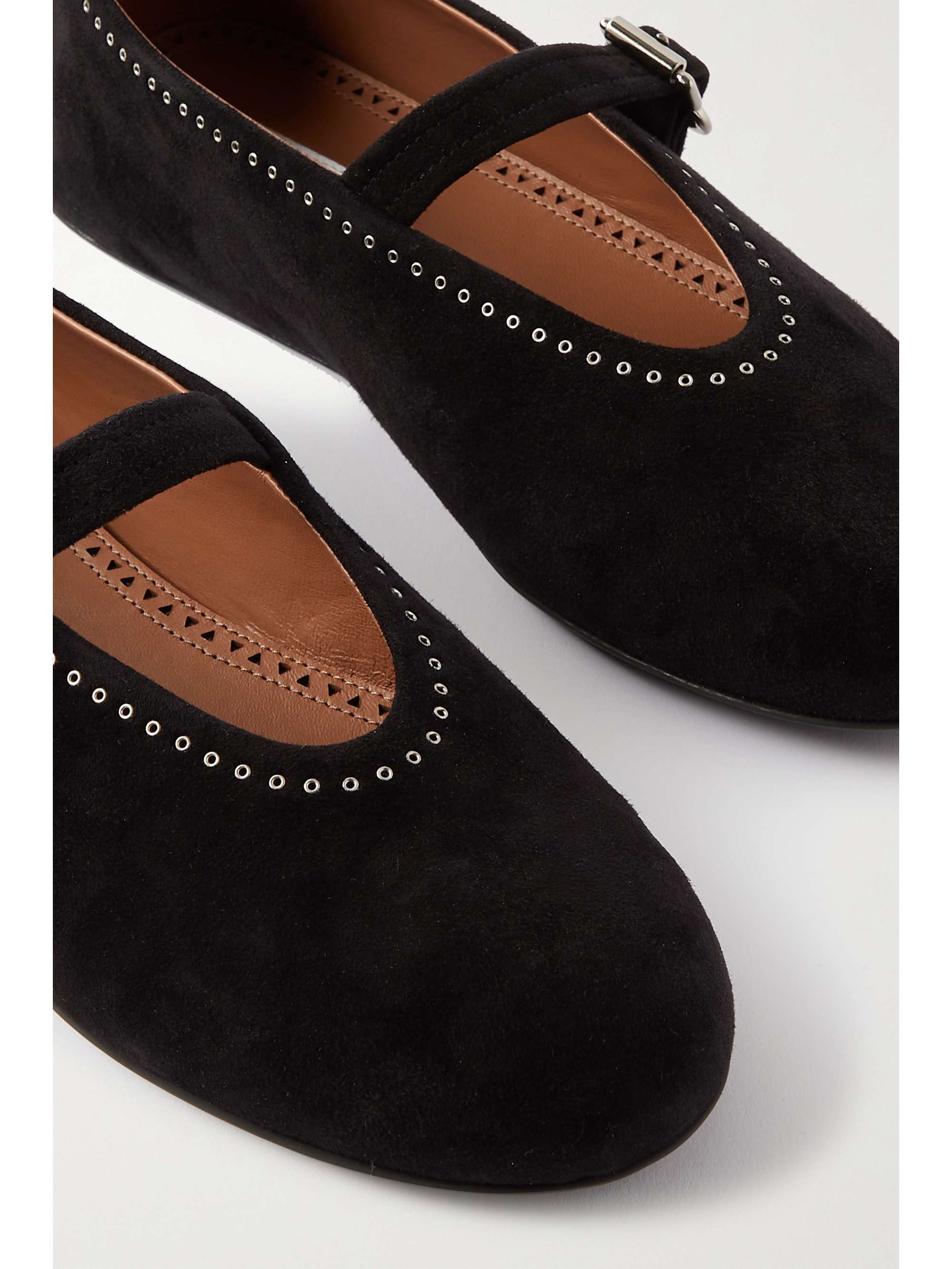 ALAÏA Crystal-embellished leather ballet flats