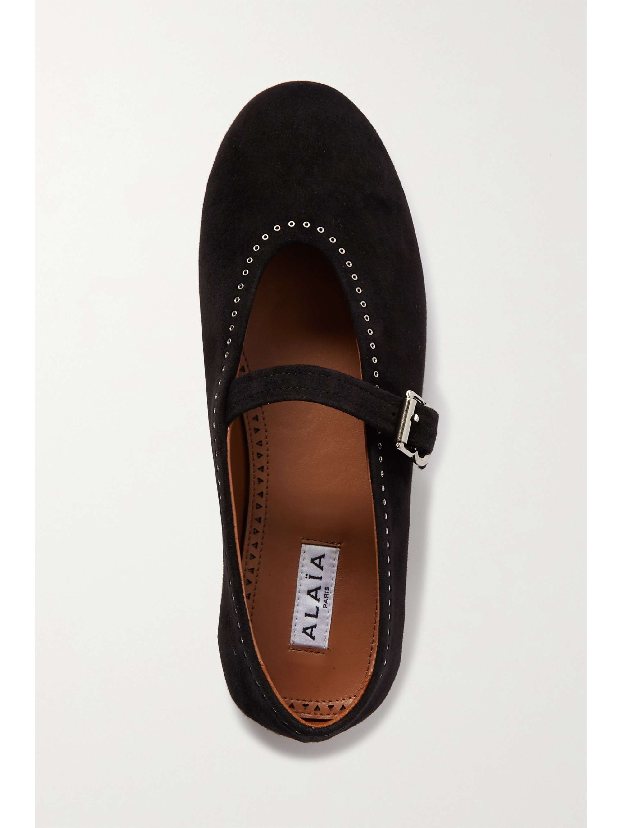 ALAÏA Crystal-embellished leather ballet flats