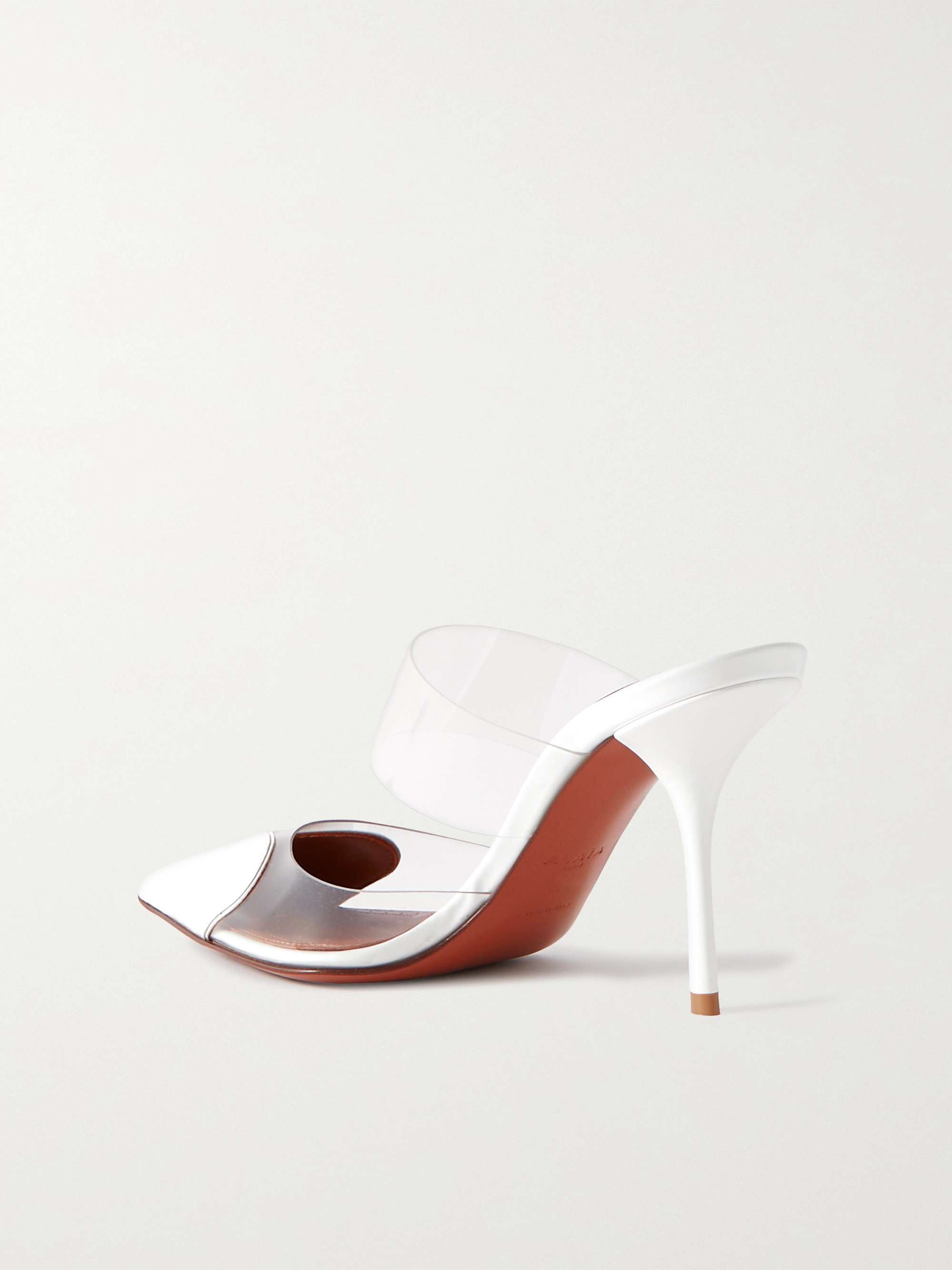ALAÏA Cœur 90 PU and patent-leather point-toe mules