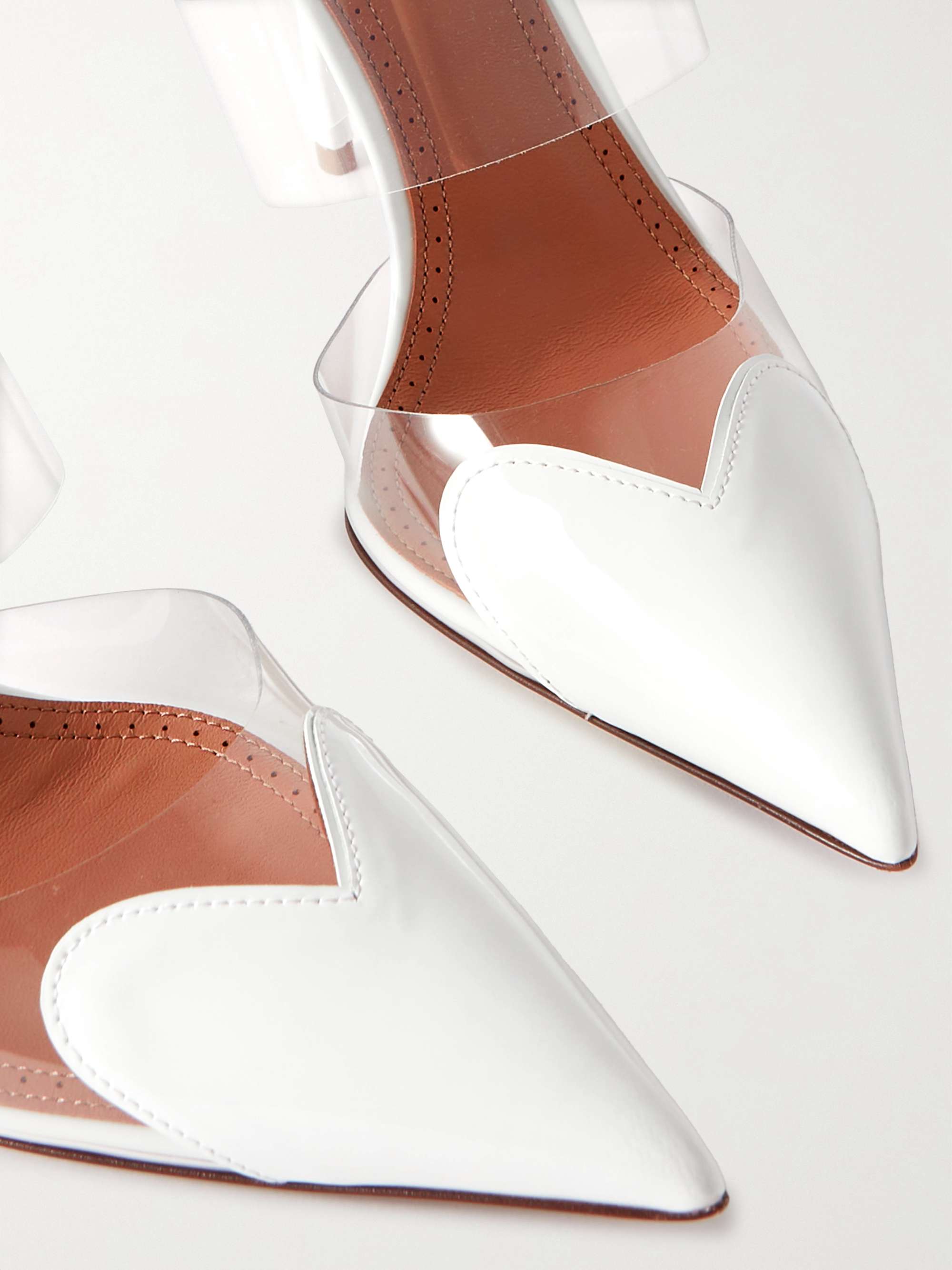 ALAÏA Cœur 90 PU and patent-leather point-toe mules