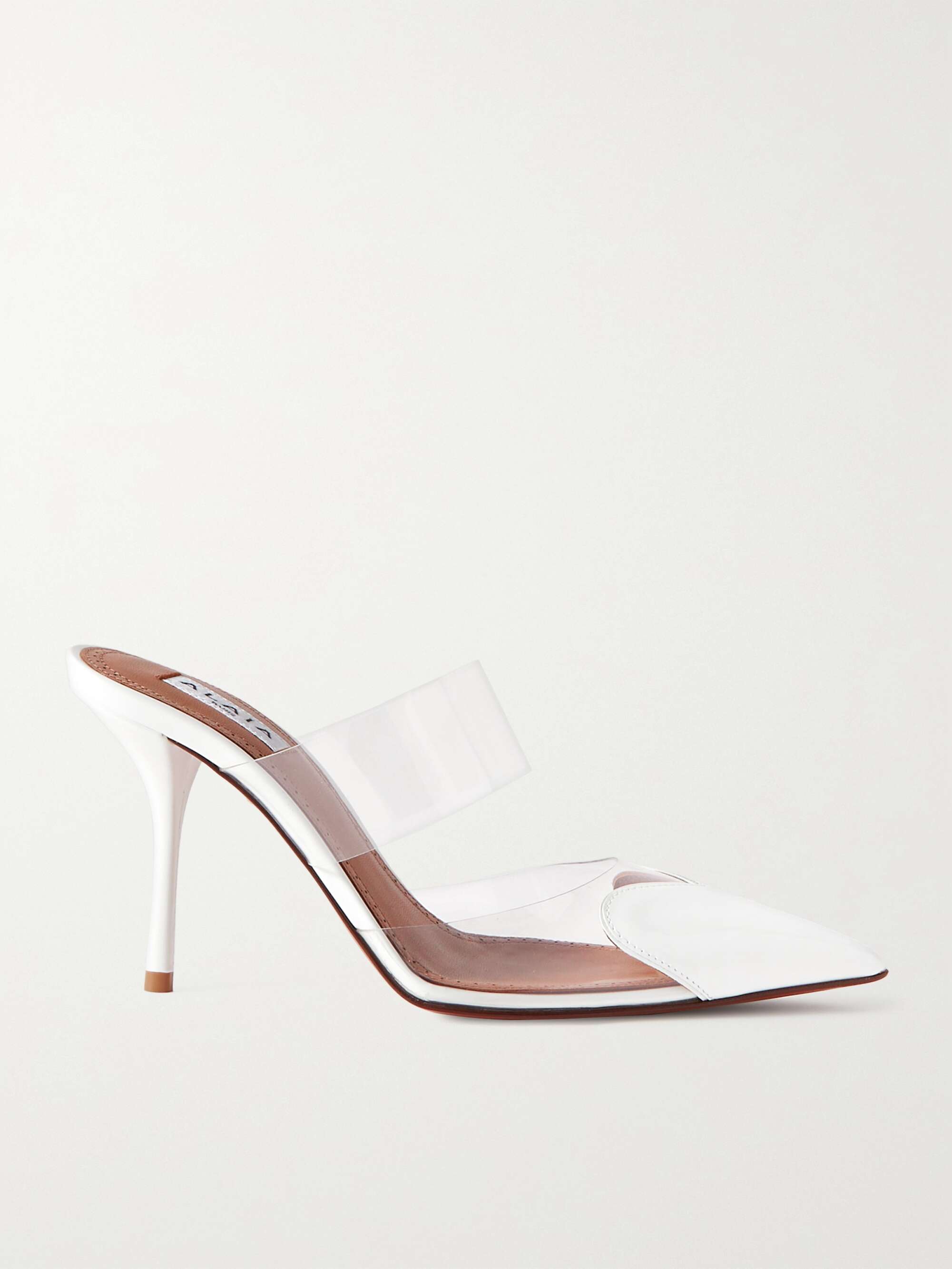 ALAÏA Cœur 90 PU and patent-leather point-toe mules | NET-A-PORTER