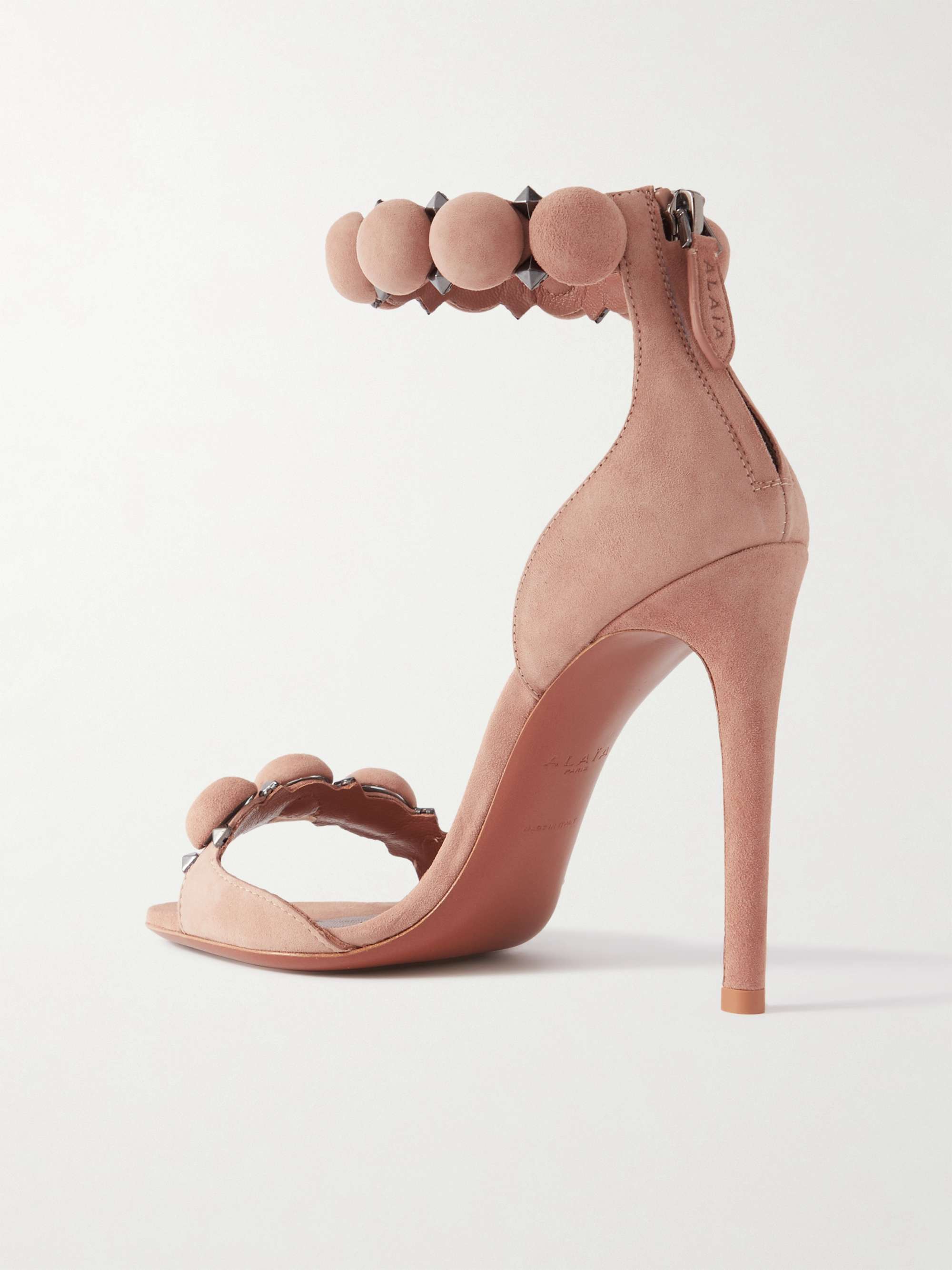 ALAÏA La Bombe 110 studded suede sandals | NET-A-PORTER