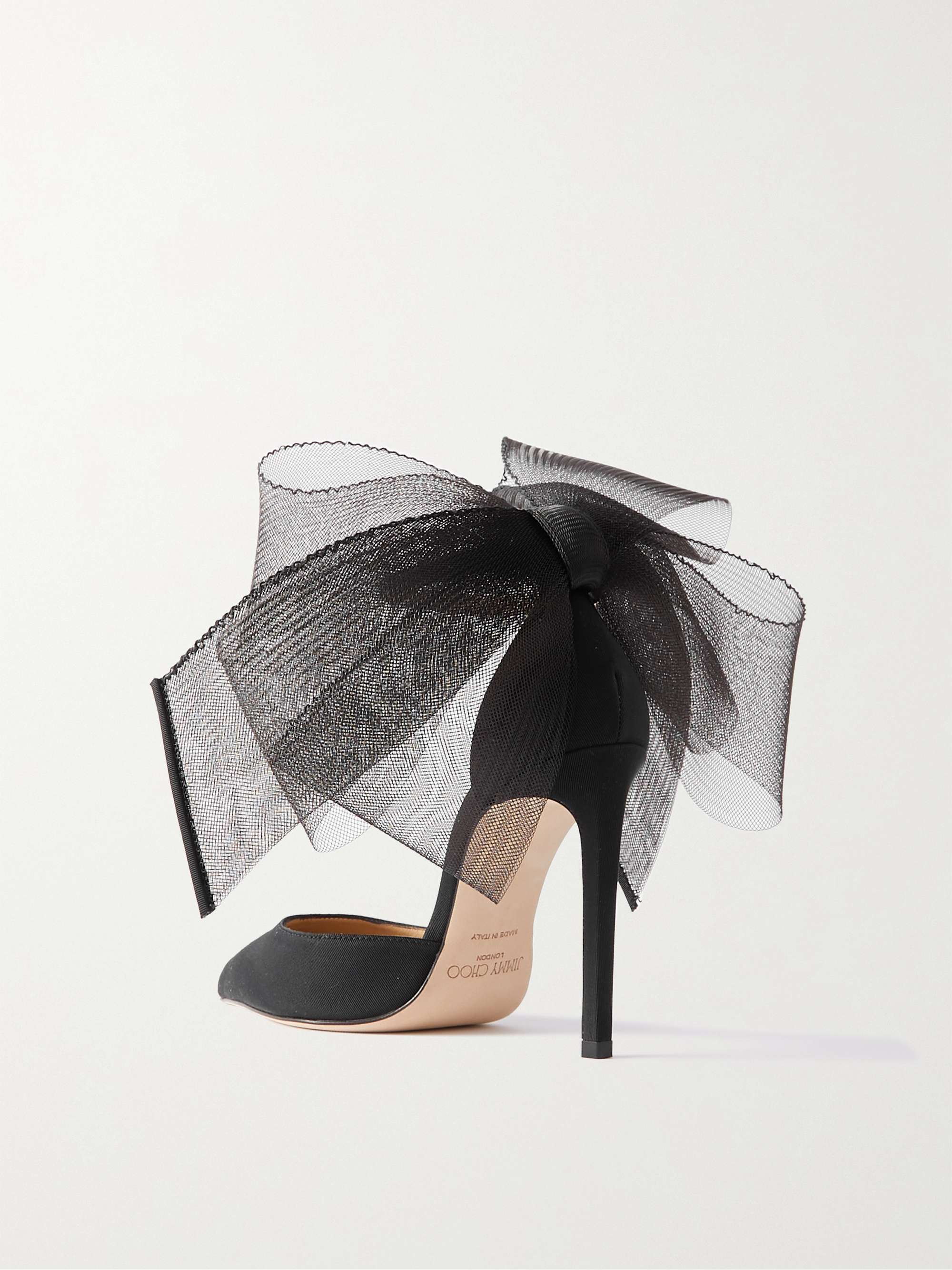 JIMMY CHOO Averly 100 bow-detailed satin pumps