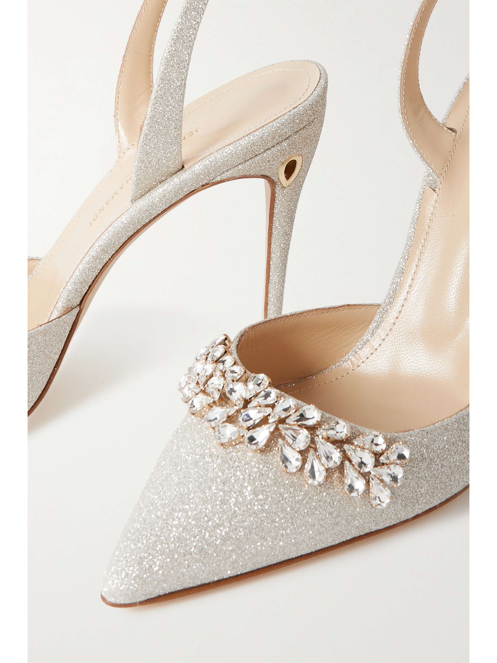 JENNIFER CHAMANDI Vittorio 105 crystal-embellished glittered leather slingback pumps
