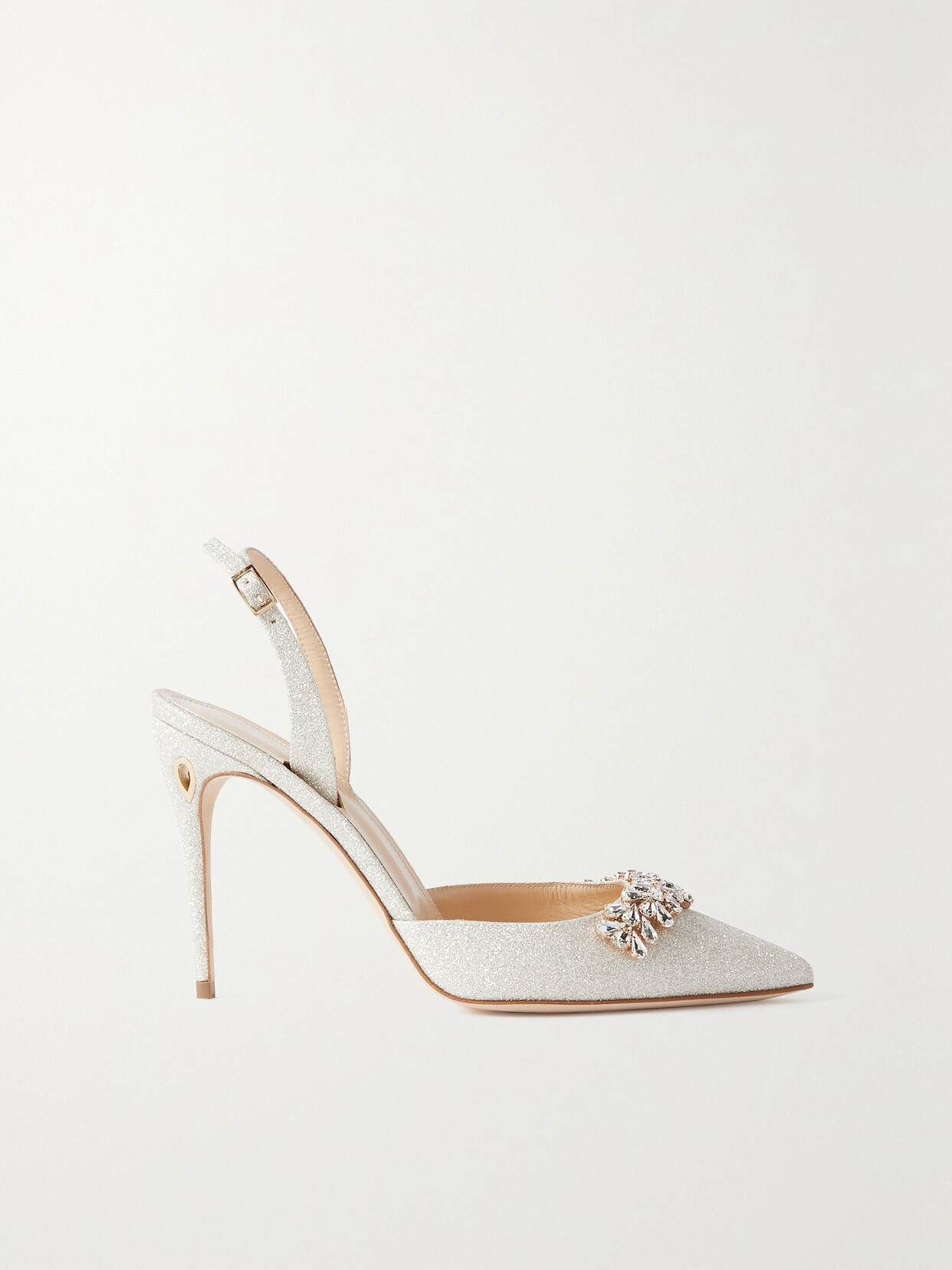 Jennifer Chamandi Vittorio 105 Crystal-embellished Glittered Leather Slingback Pumps
