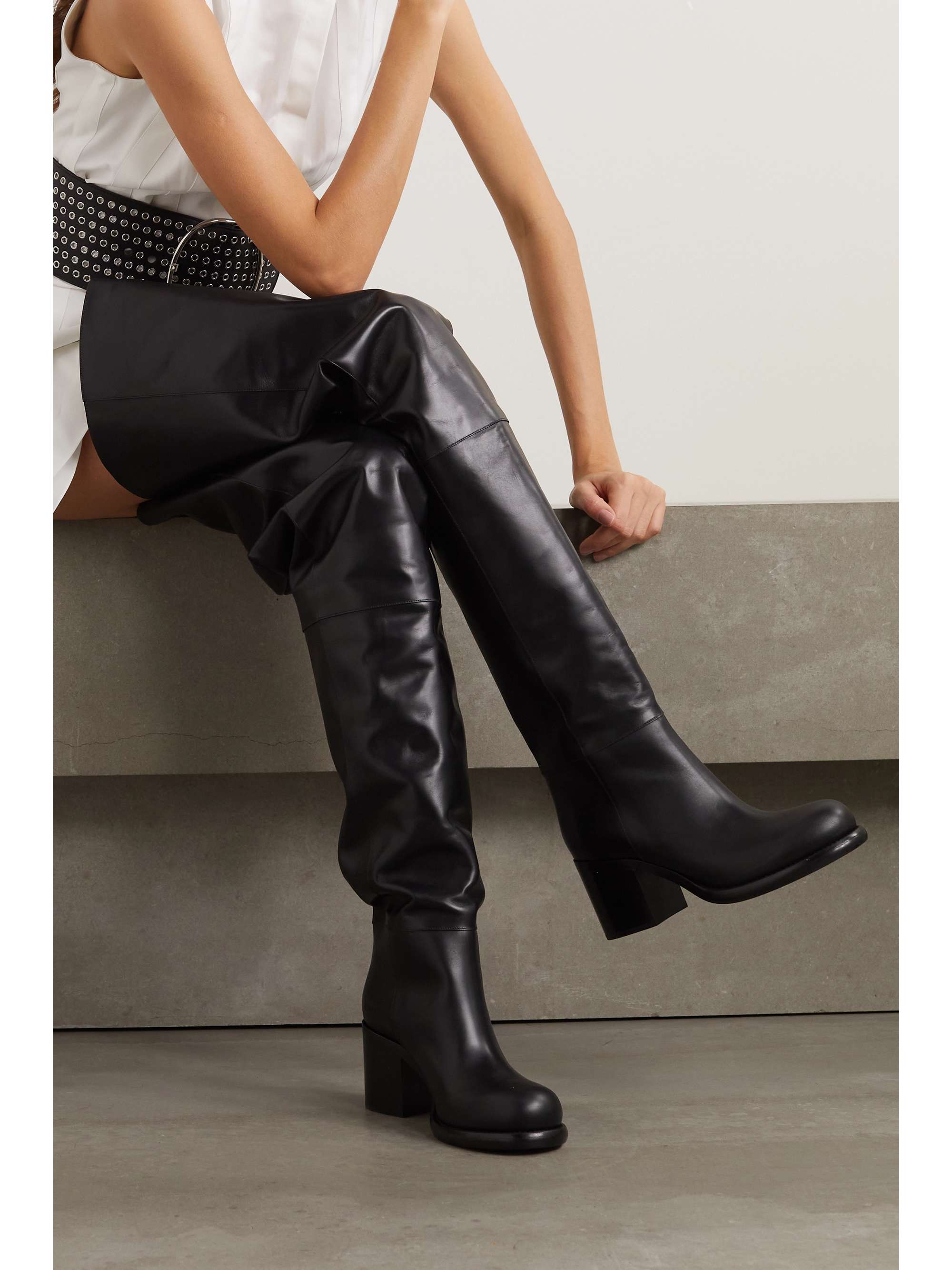 ALAÏA 75 leather thigh boots | NET-A-PORTER