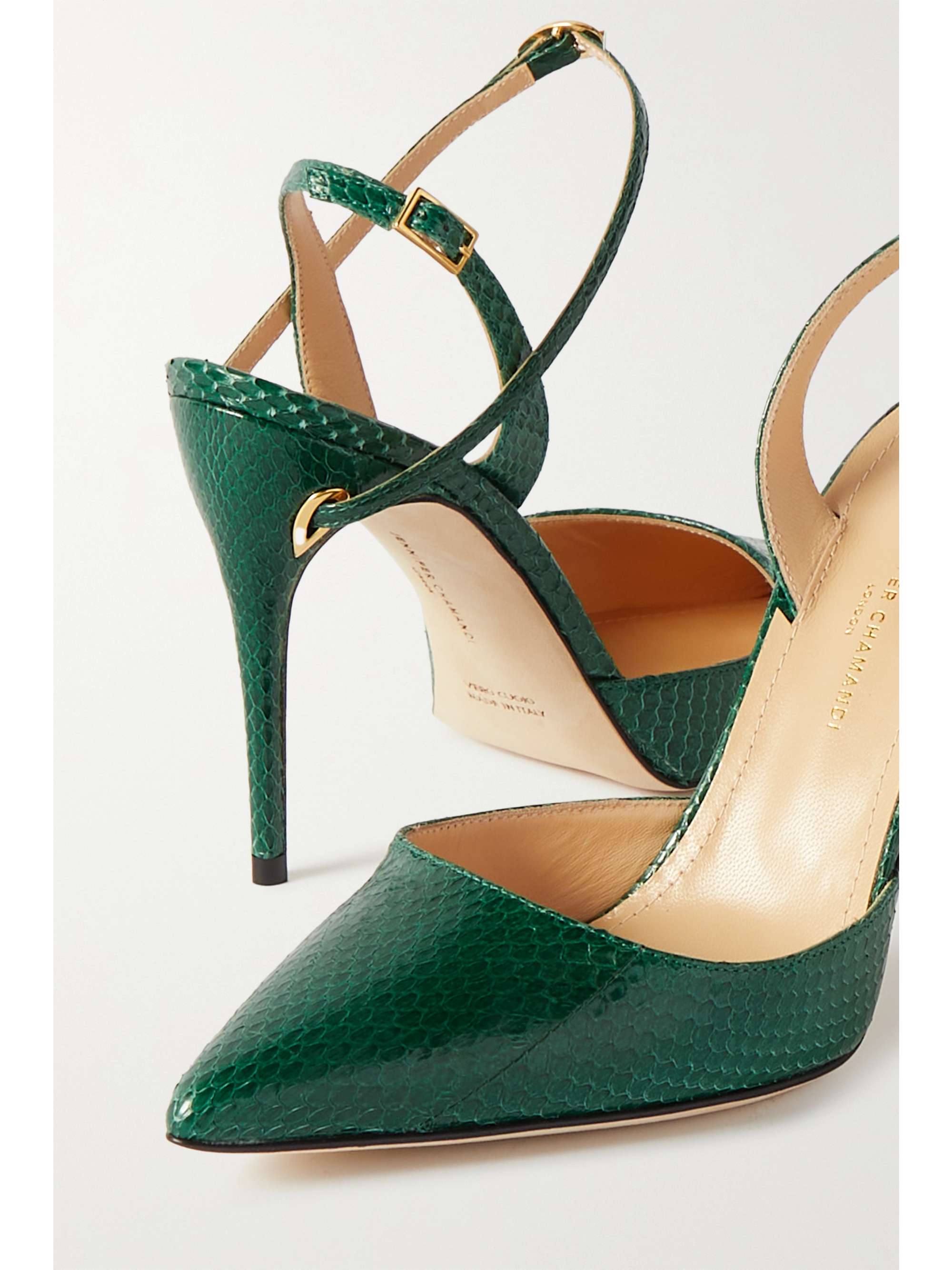 JENNIFER CHAMANDI Vittorio 105 lizard-effect leather slingback pumps