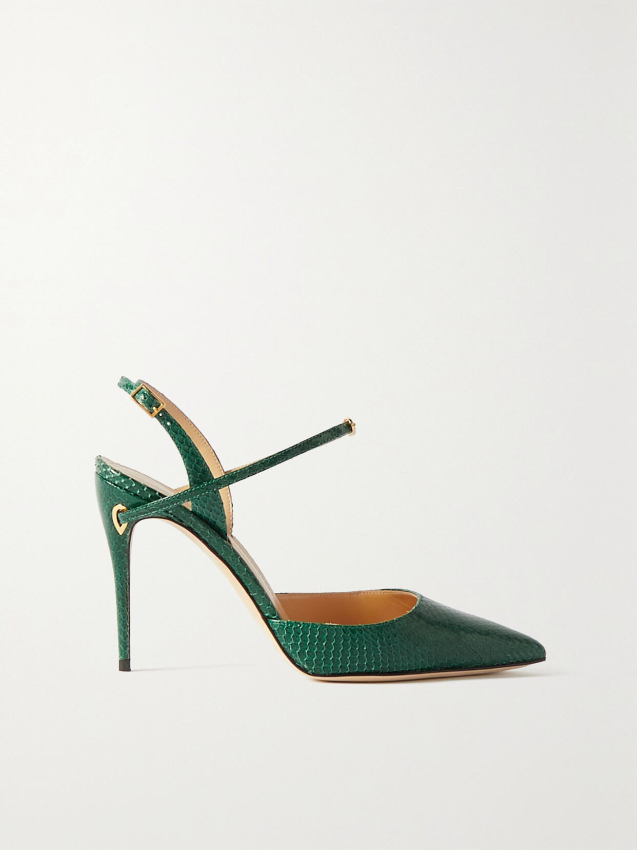 Jennifer Chamandi Vittorio 105 Lizard-effect Leather Slingback Pumps - Green