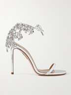 Sandales AQUAZZURA Moonwalk 105 - Talon Ultra-haut Stiletto - Daim Noir Orné De Cristaux - Pointure 39.5 - Neuf Sans Boîte