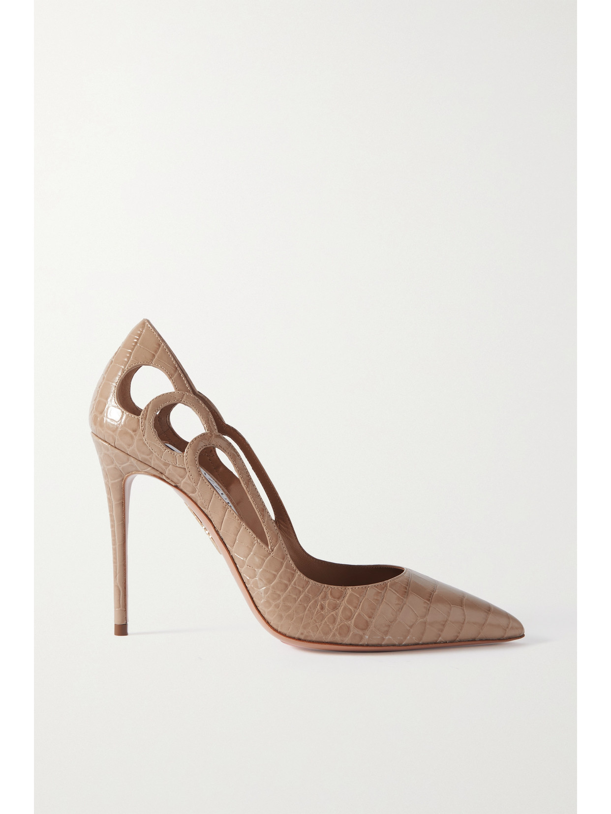 Aquazzura Fenix 105 Cutout Croc-effect Leather Pumps