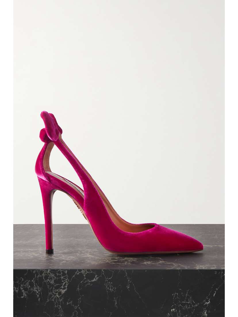 Aquazzura Bow Tie 105 Velvet Pumps