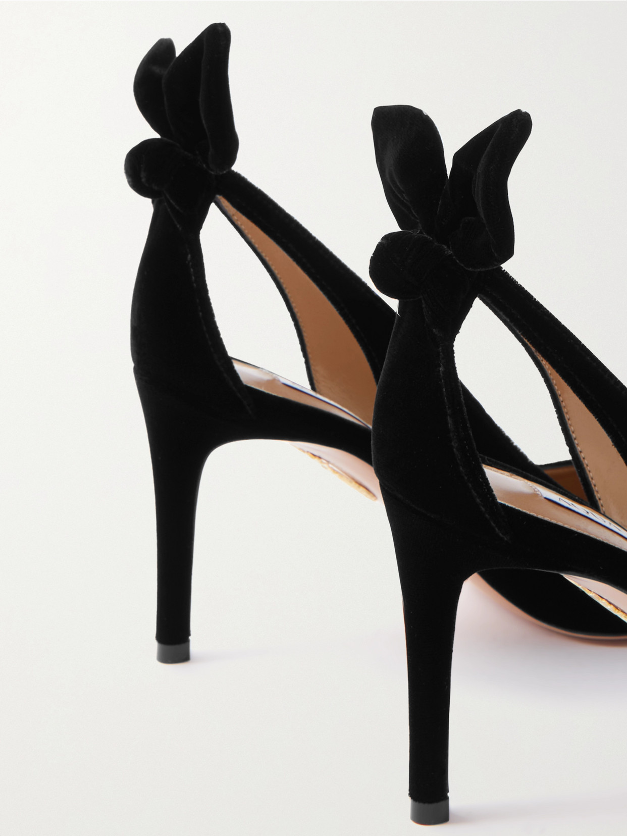 Aquazzura Blue Slingback Pumps With Bow Detail In Suede Woman In Multi