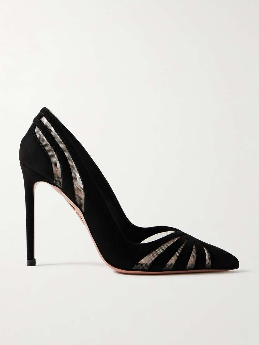 Aquazzura The Spy 105 Mesh-paneled Suede Pumps - IT35