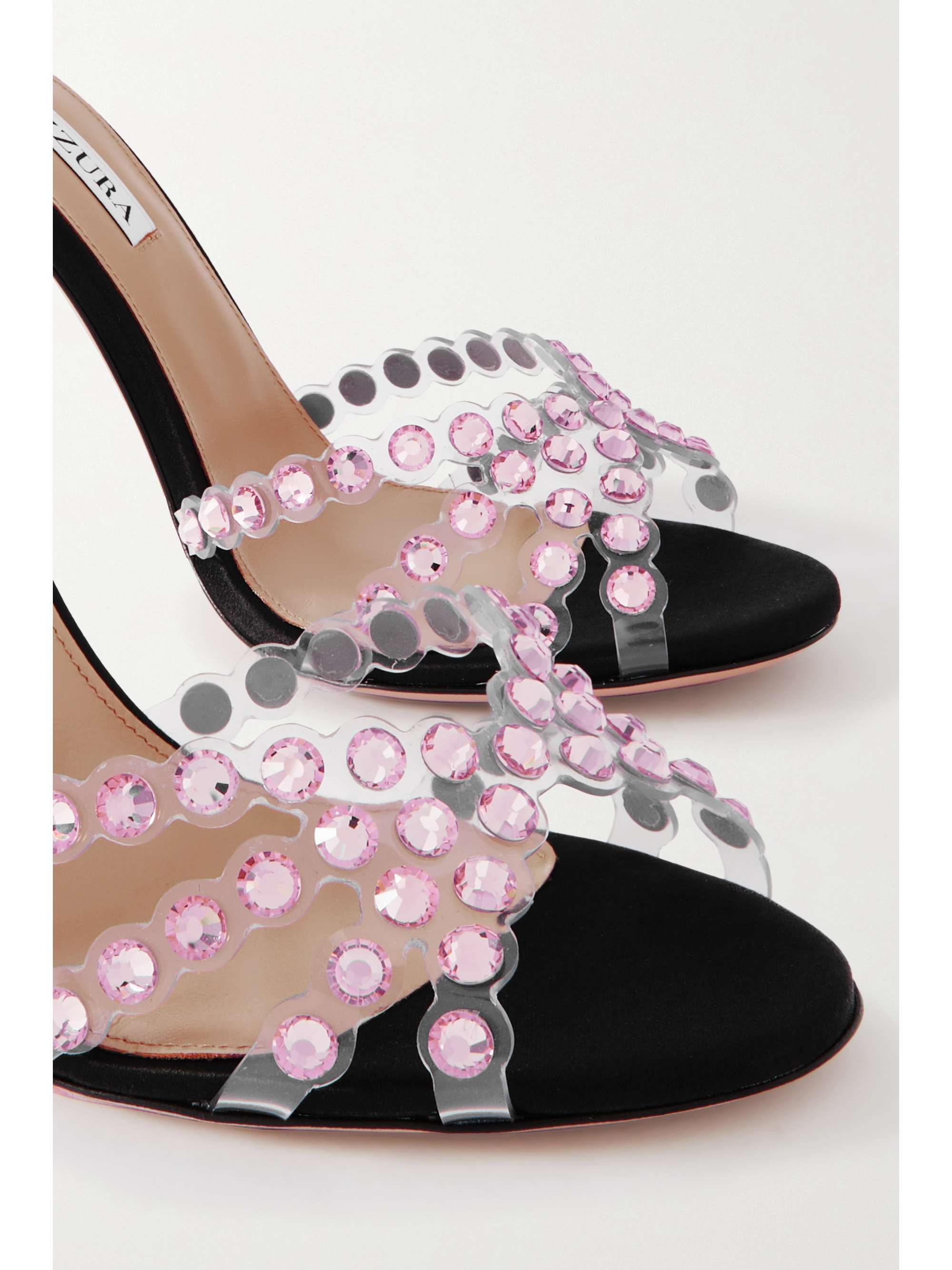 Black Tequila 105 Metallic Leather Trimmed Crystal Embellished Pvc Sandals Aquazzura Net A Porter Black Tequila 105 Metallic Leather Trimmed Crystal Embellished Pvc Sandals Aquazzura Net A Porter