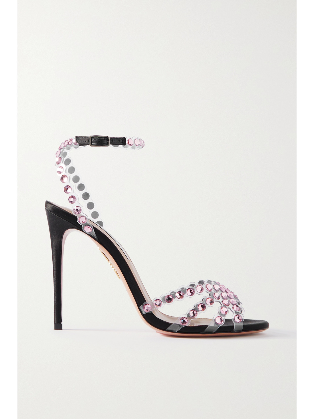 Aquazzura Tequila 105 Metallic Leather-trimmed Crystal-embellished Pvc Sandals -  - IT35