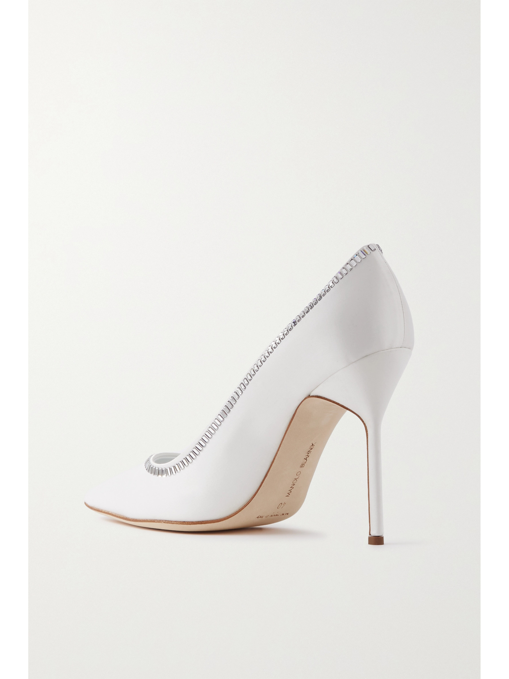 MANOLO BLAHNIK BB 105 crystal-embellished satin pumps thumbnail