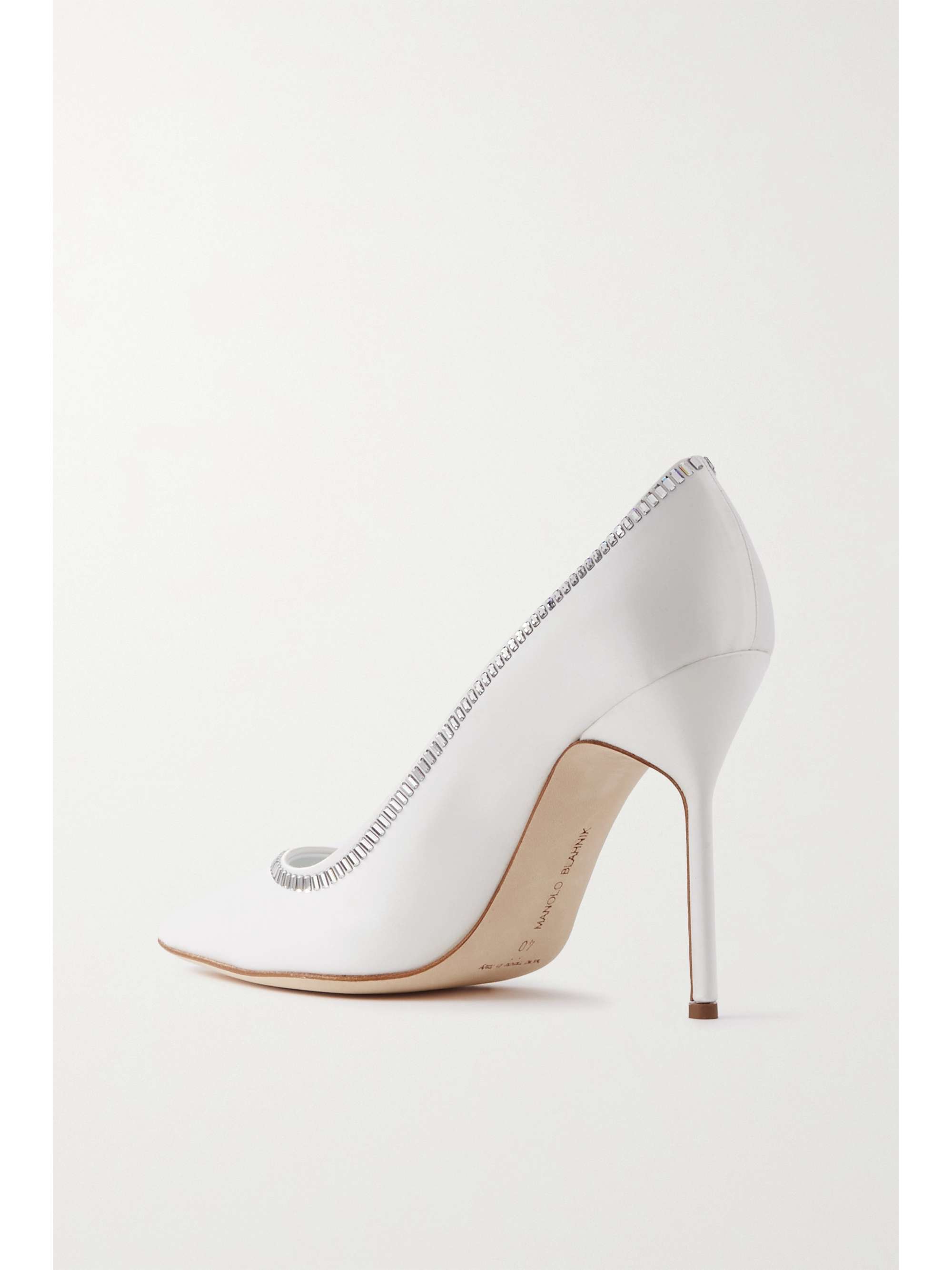 MANOLO BLAHNIK BB 105 crystal-embellished satin pumps