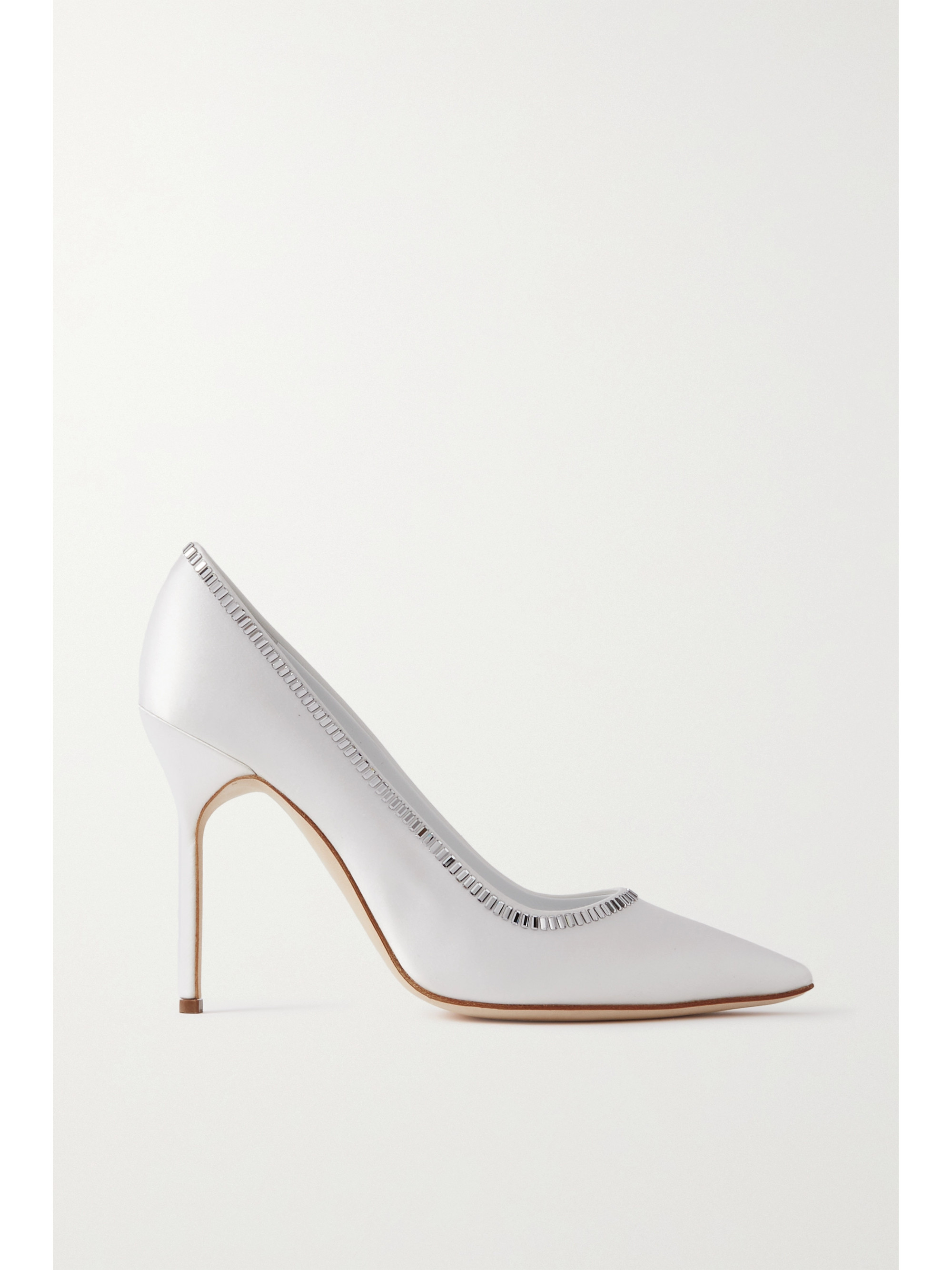 MANOLO BLAHNIK BB 105 crystal-embellished satin pumps