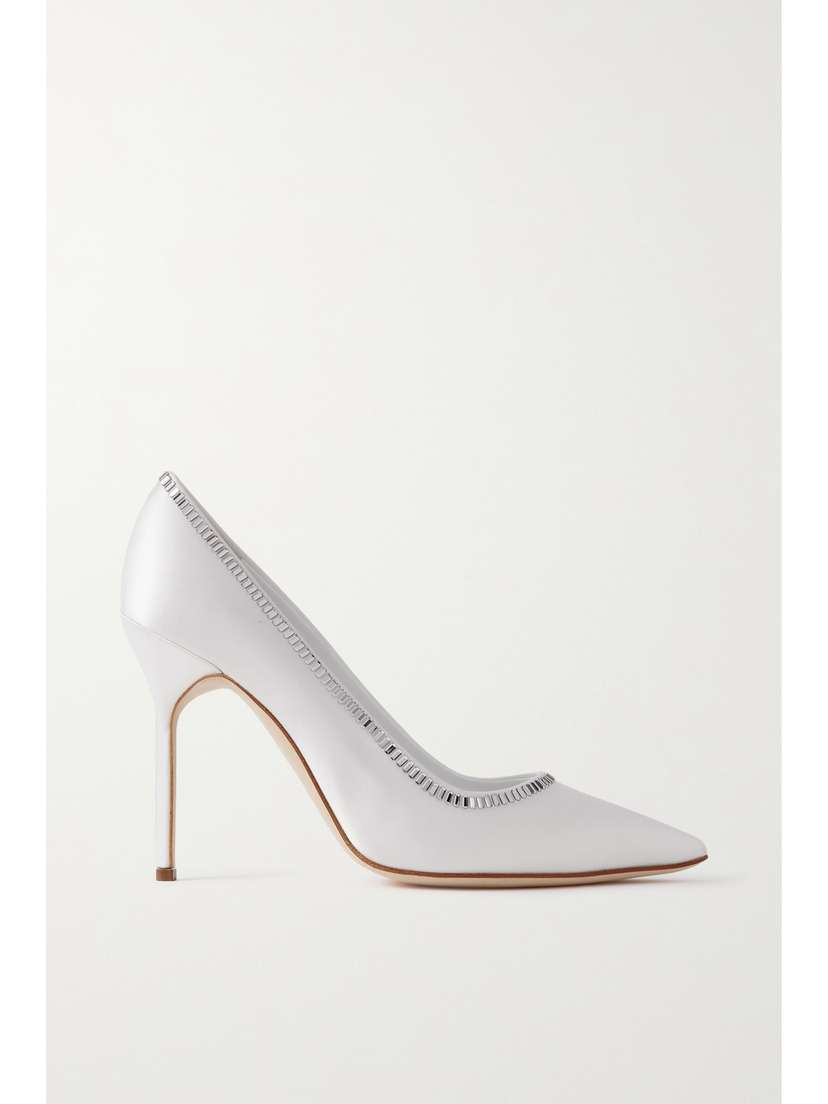 Manolo Blahnik Bb 105 Crystal-embellished Satin Pumps