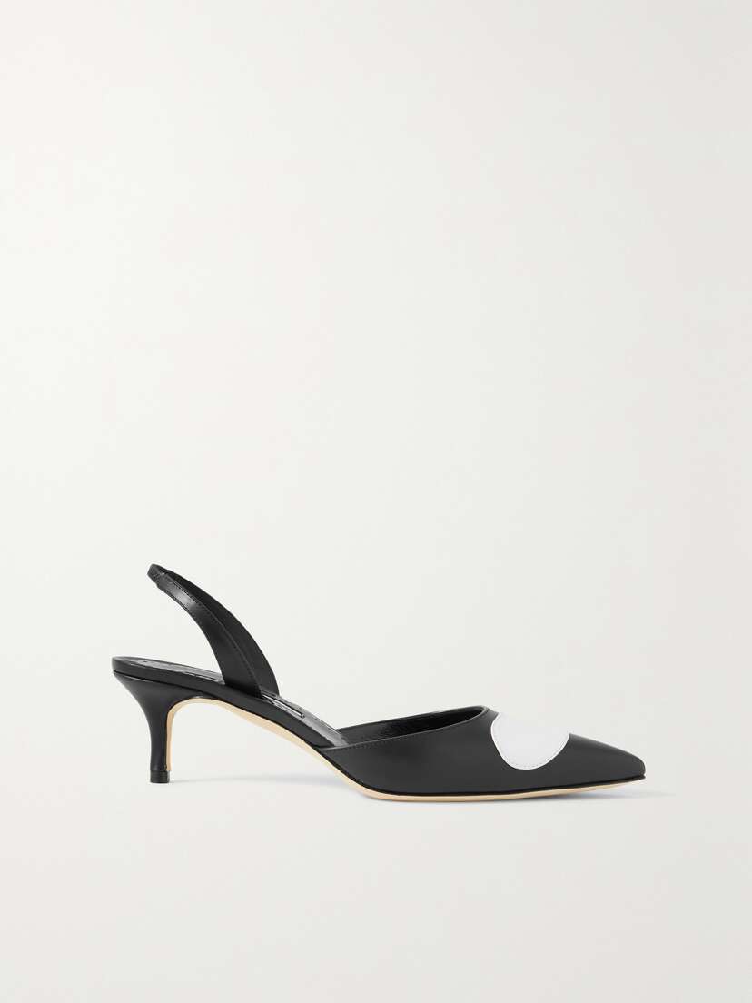 Manolo Blahnik Scusli 50 Two-tone Leather Slingback Pumps