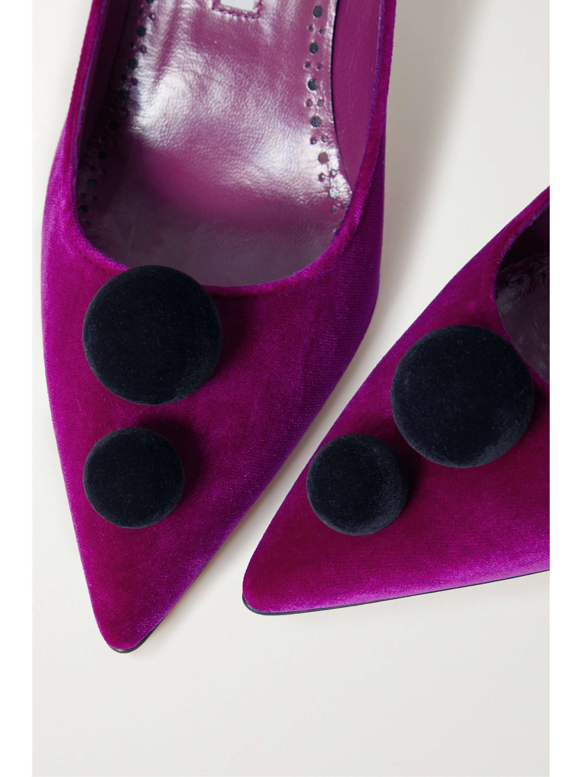 MANOLO BLAHNIK Piera 90 pompom-embellished velvet pumps