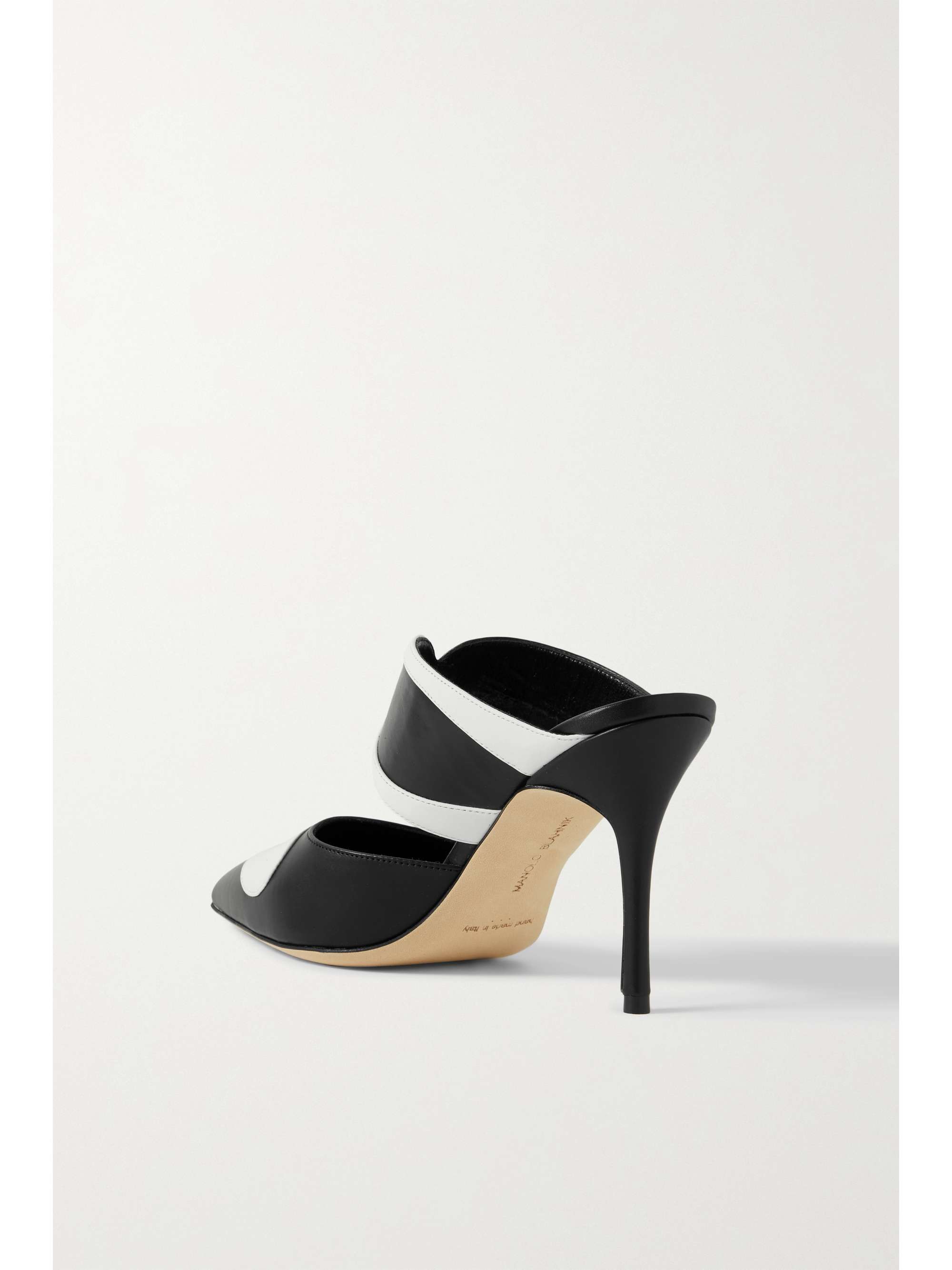 MANOLO BLAHNIK Latescu 90 two-tone leather mules
