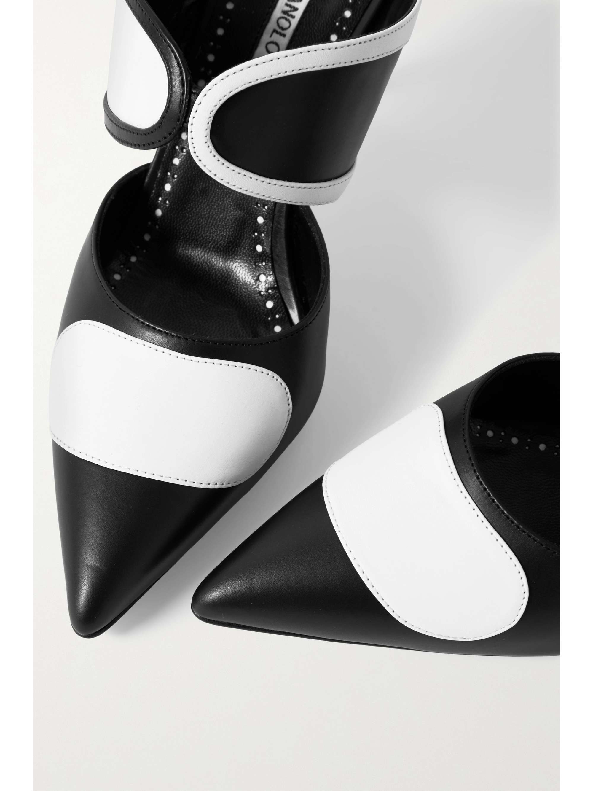 Black Latescu 90 two-tone leather mules | MANOLO BLAHNIK | NET-A-PORTER