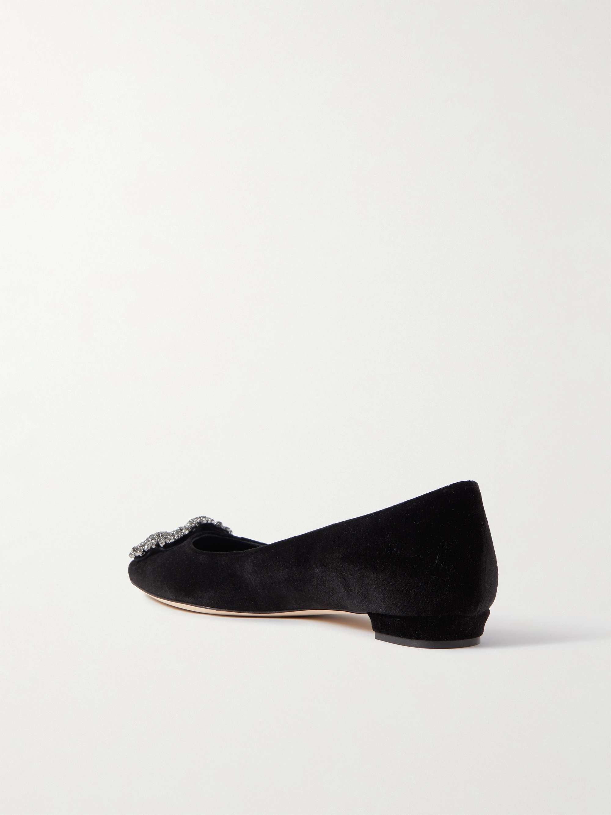 MANOLO BLAHNIK Hangisiflat embellished velvet point-toe flats