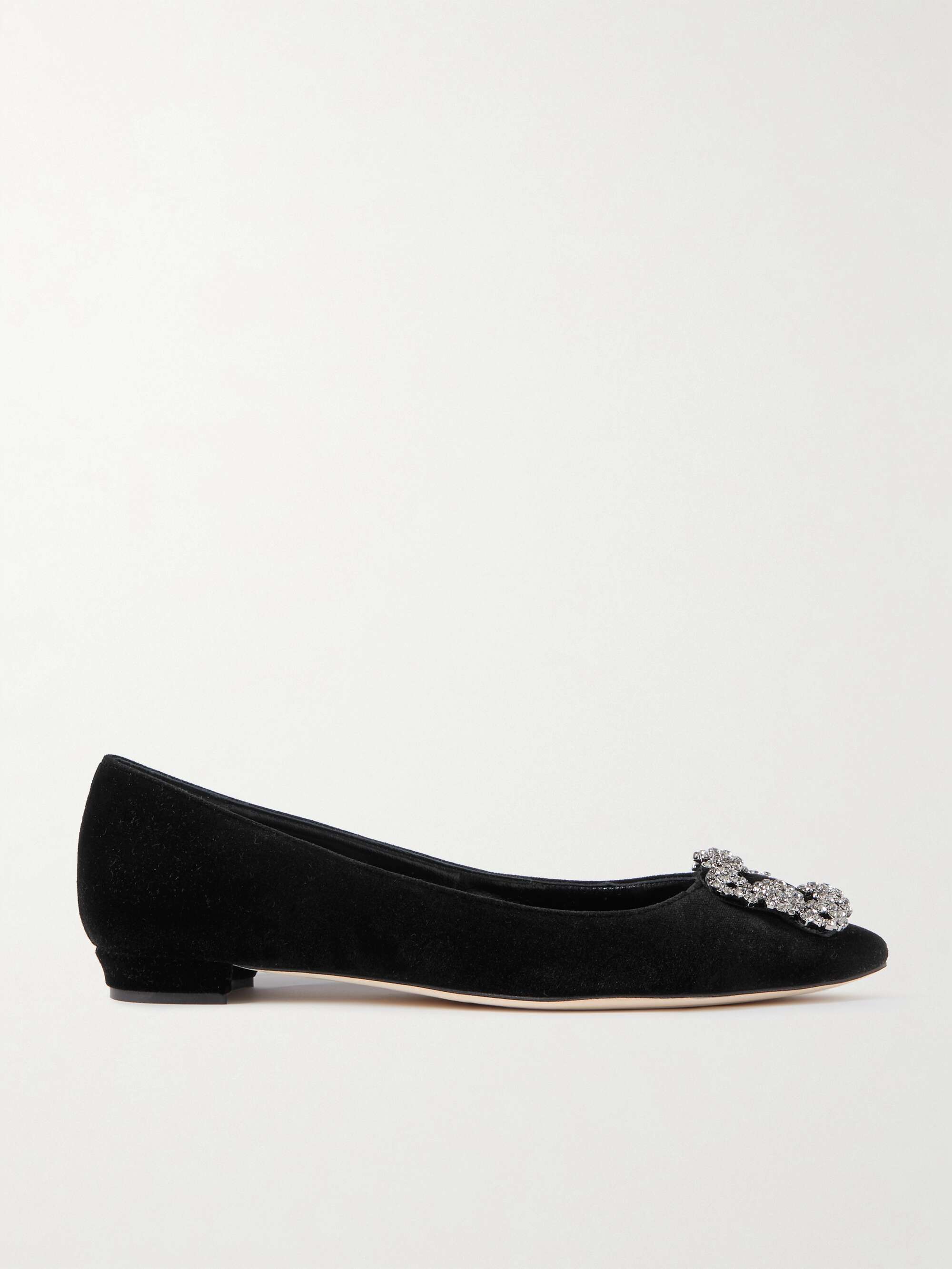 MANOLO BLAHNIK Hangisiflat embellished velvet point-toe