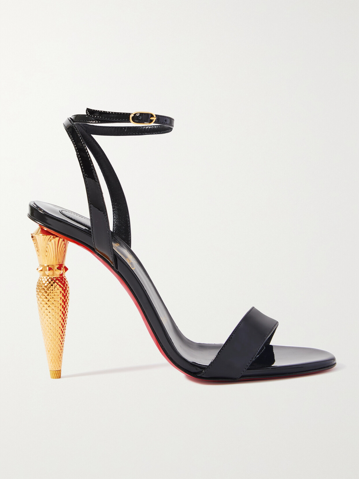 Christian Louboutin Lipqueen Patent Leather Ankle-strap Sandals In Black