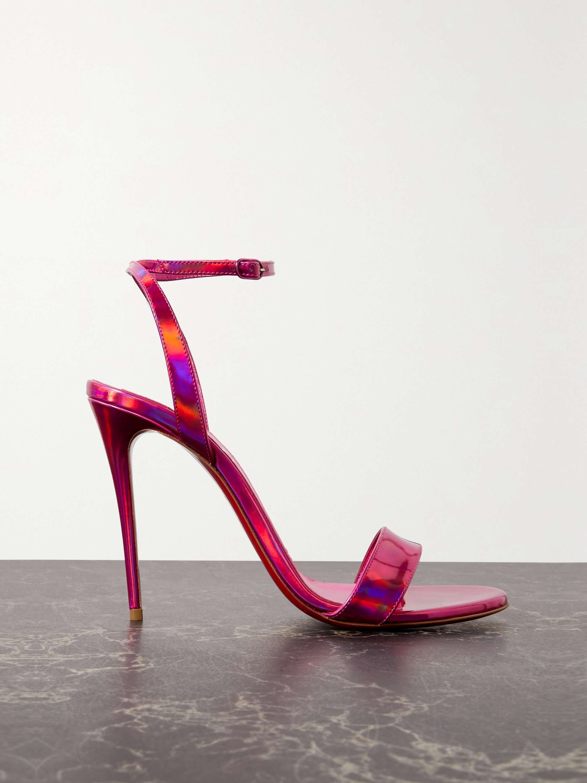 CHRISTIAN LOUBOUTIN Loubi Girl 100 iridescent leather sandals | NET-A-PORTER