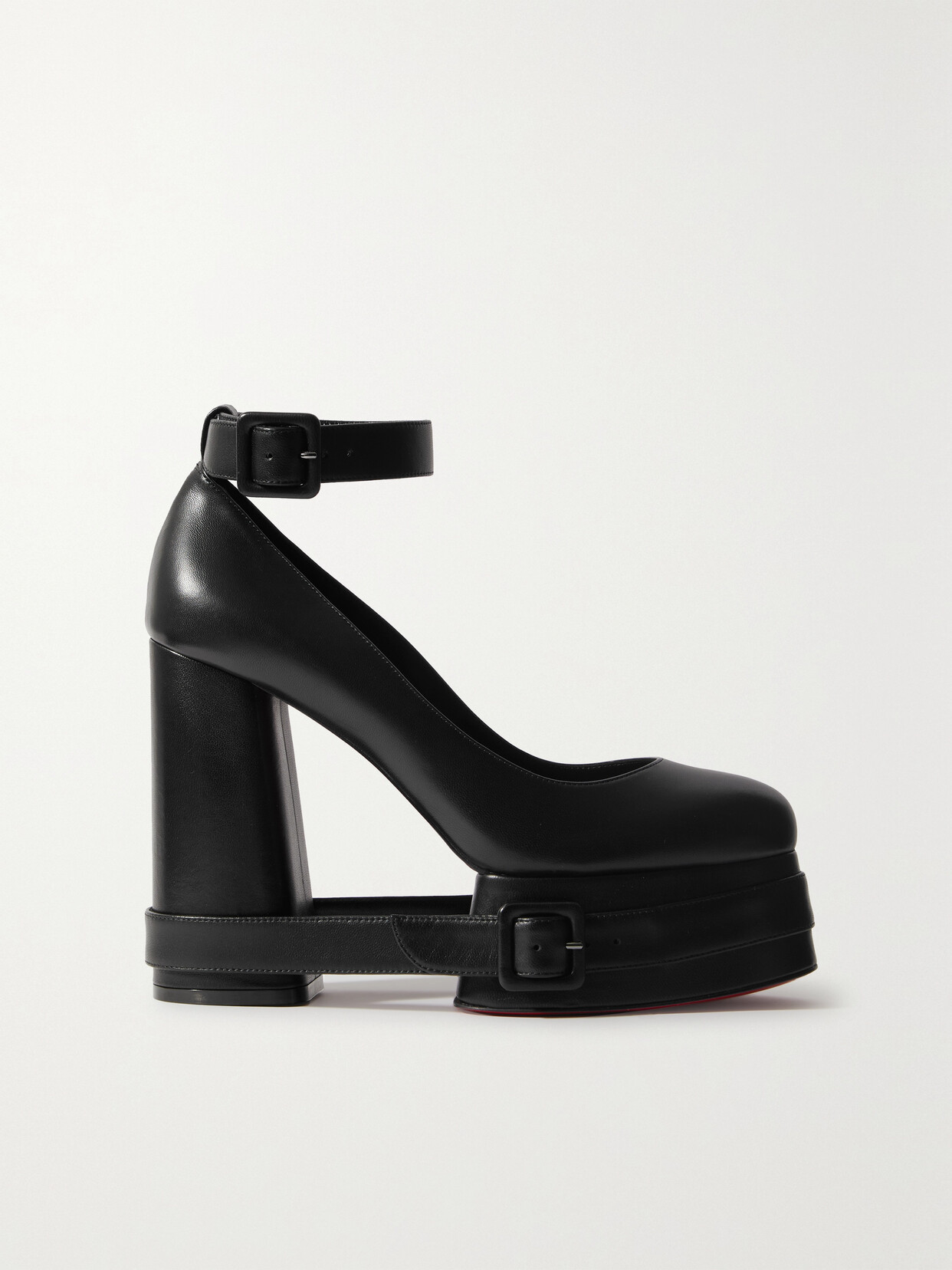 Christian Louboutin Yazefir Strap 130 Buckle-fastening Leather Platform Pumps - Black