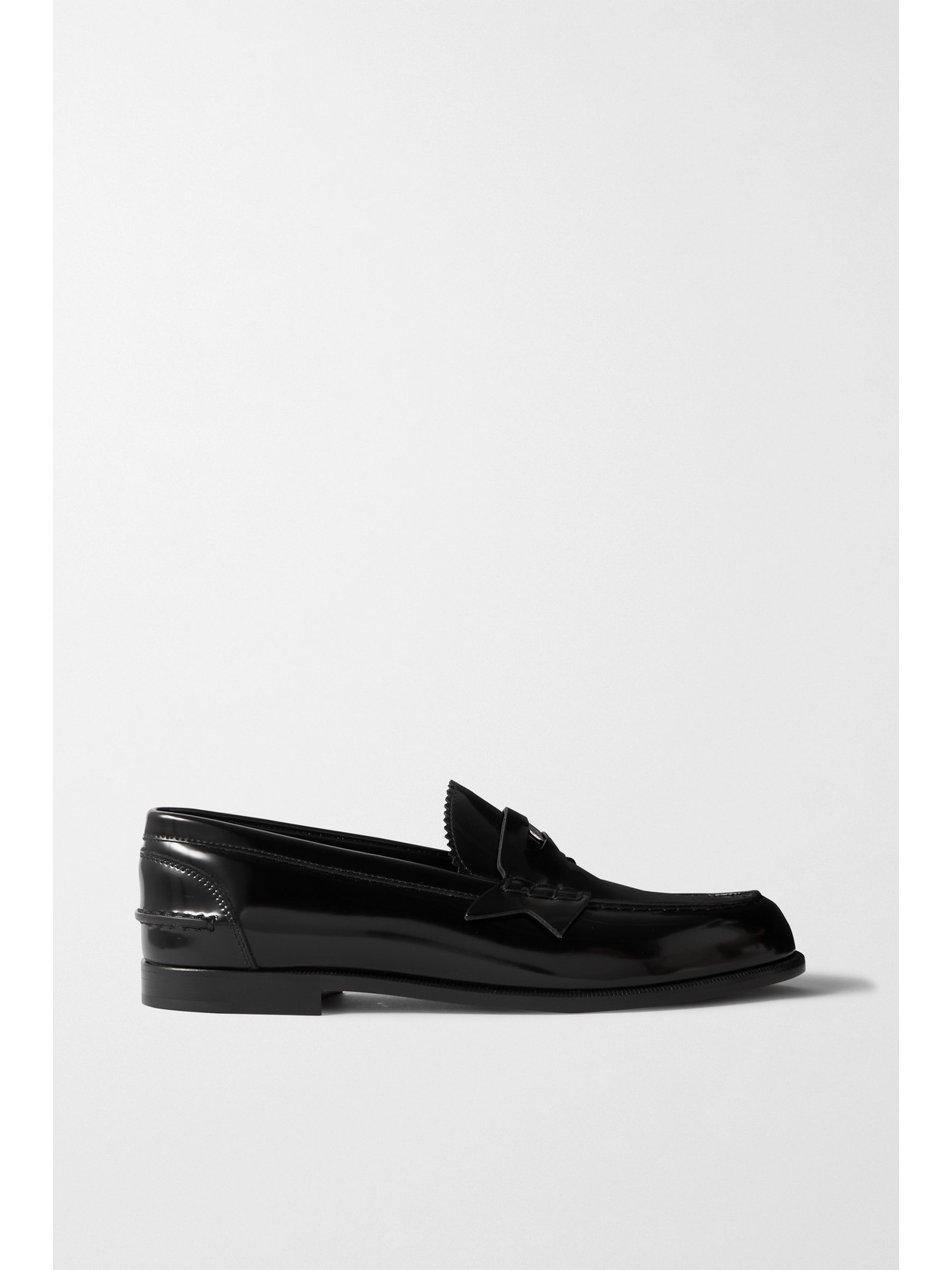 Shop Christian Louboutin Penny Donna Glossed-leather Loafers In Black