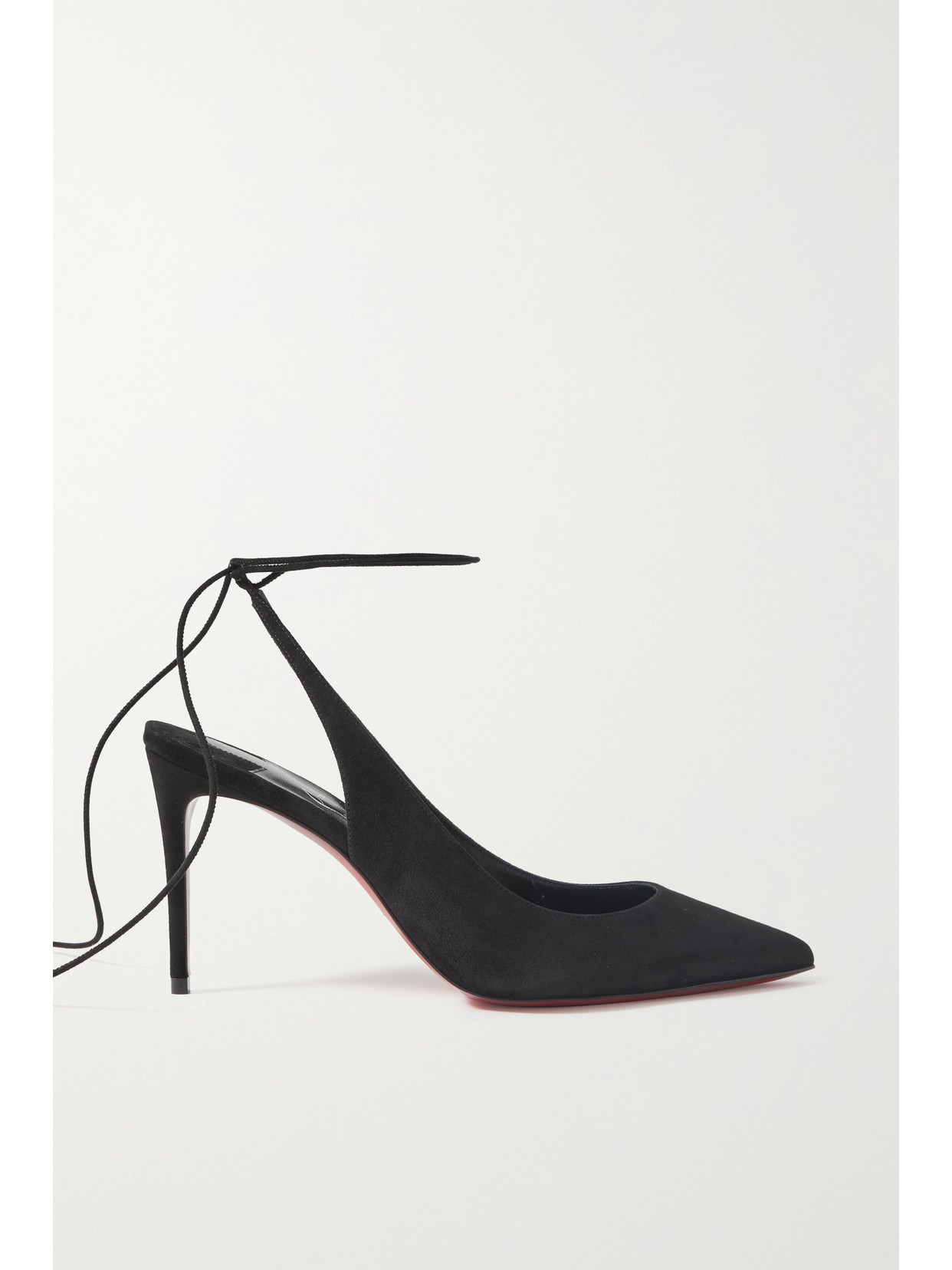 Christian Louboutin Lace Up Kate 85 Suede Pumps - Black