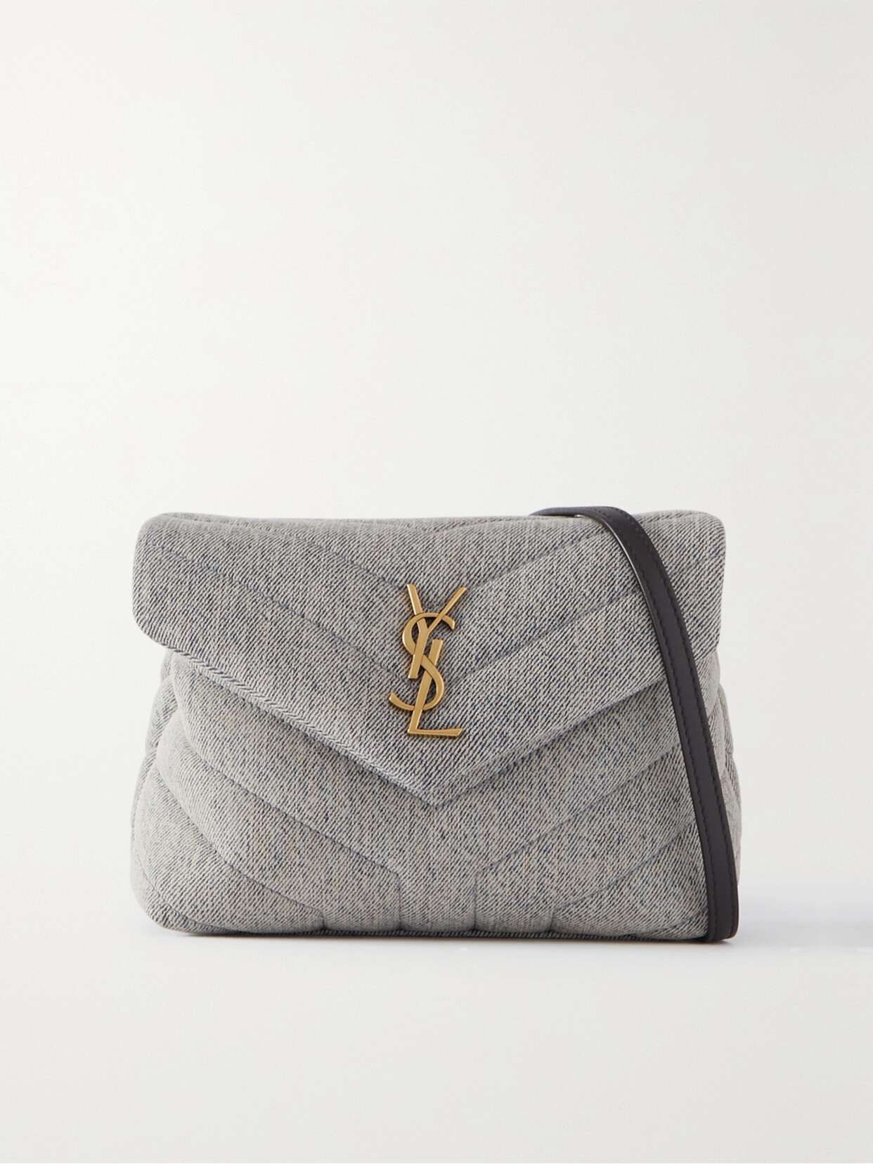 SAINT LAURENT Loulou Toy Leathertrimmed Quilted Denim Shoulder Bag