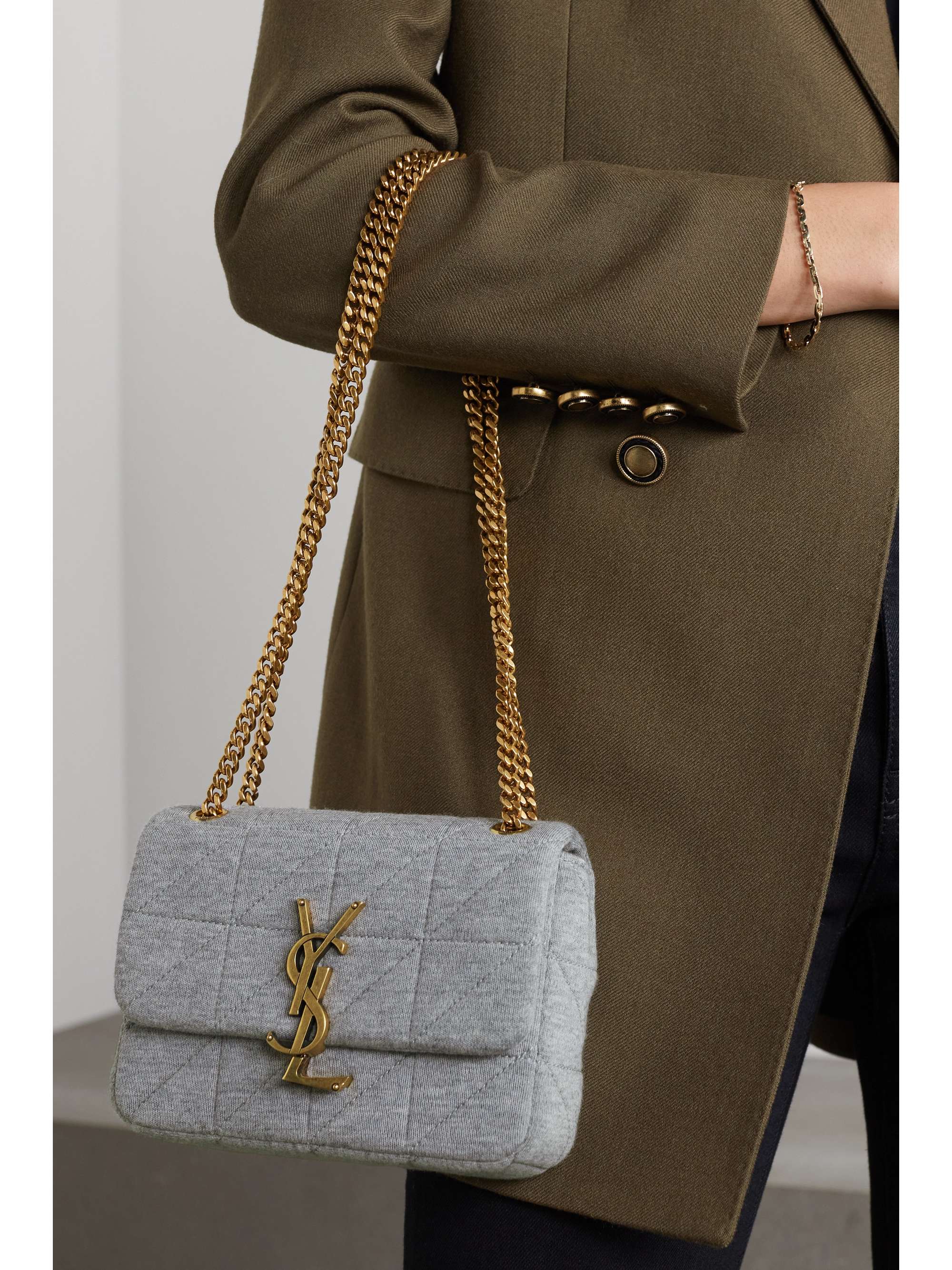 SAINT LAURENT Jamie small quilted wool-jersey shoulder bag | NET-A-PORTER